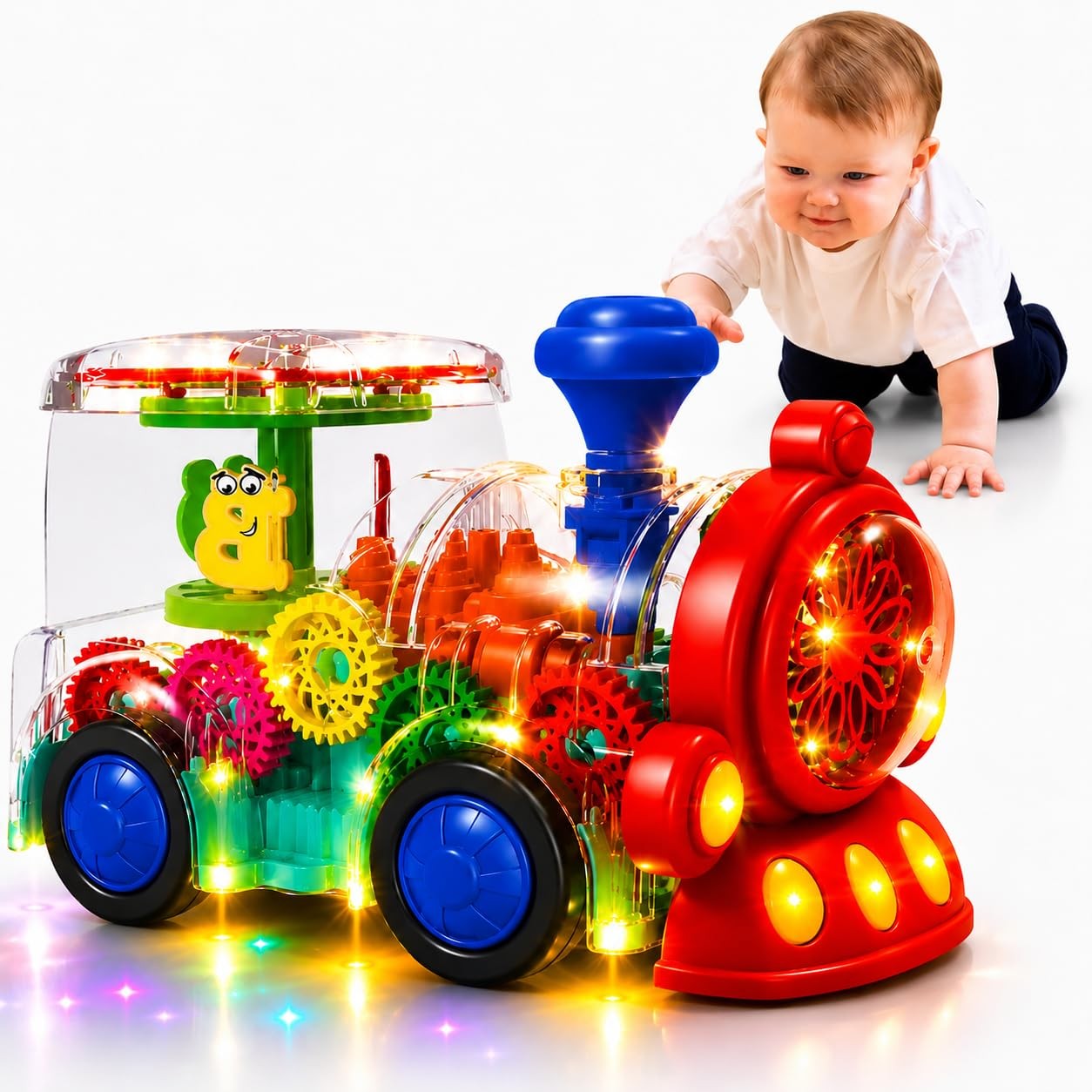 Tooty Toy Transparent 7.8 x 3.9 x 5.1 inches, Red, Green, Yellow, Blue