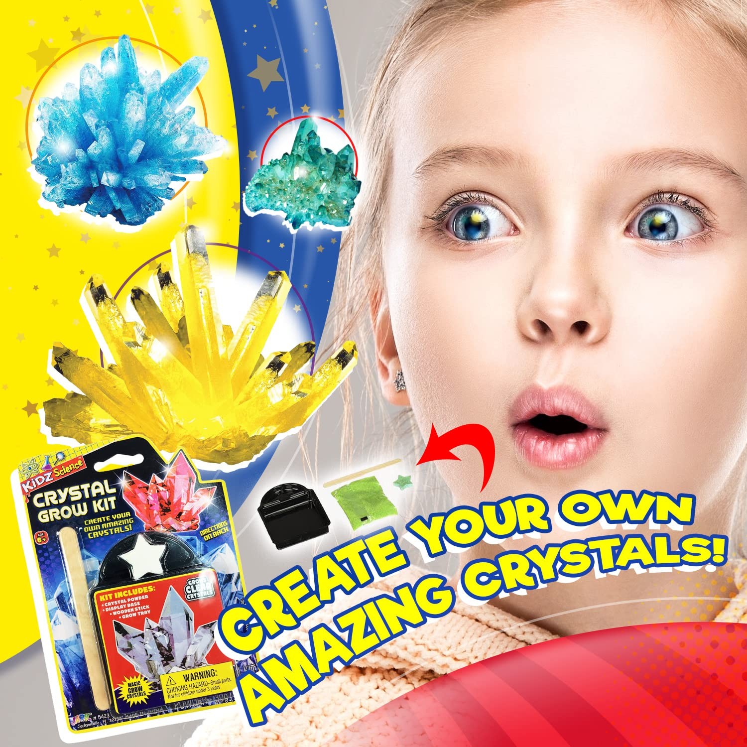 JA-RU Magic Crystal Growing Kit (1 Mineral Toy Set) 1 Pack, Grow