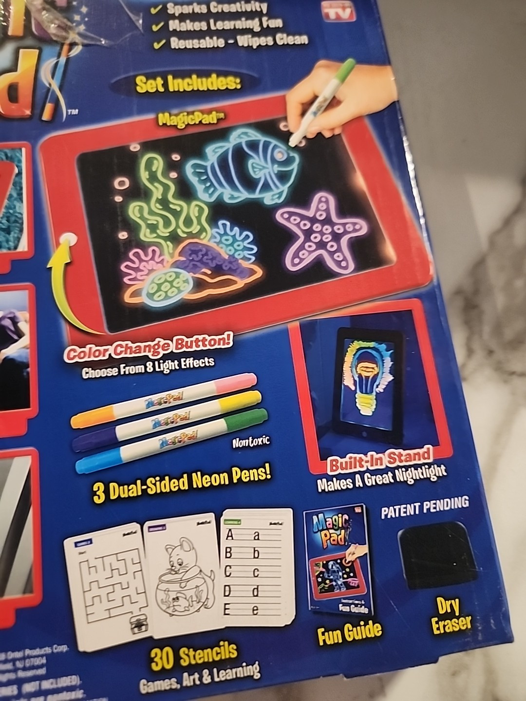 Magic Pad Light Up Drawing Pad AS SEEN ON TV! Create Art That Glows w/ Stencils
