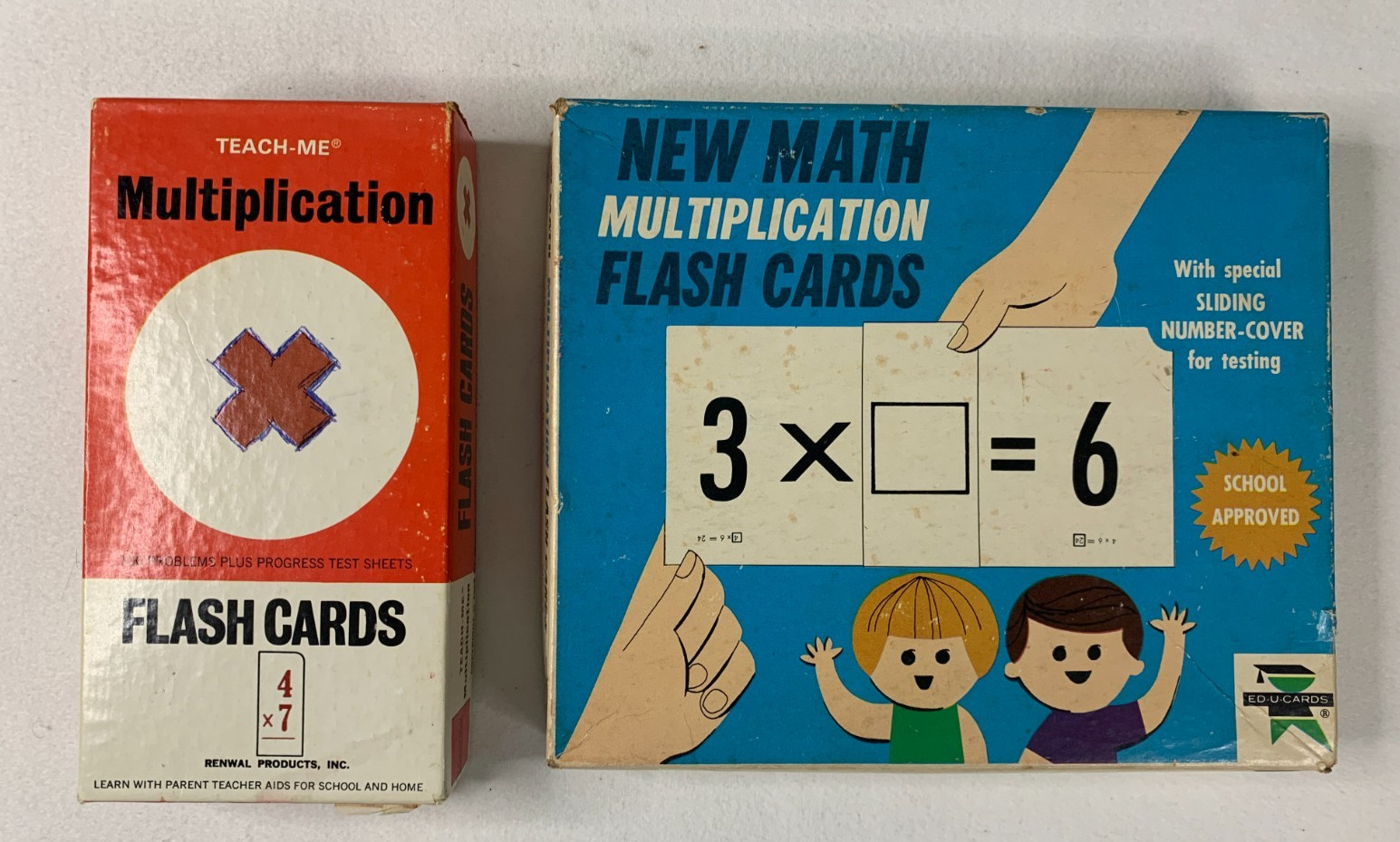 Vtg Multiplication Flash Cards Ed-U-Cards No Slider & Teach Me School Set of 2
