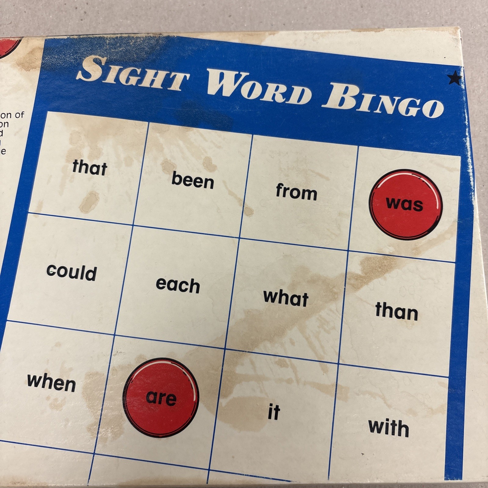 1985 Ideal School Supply Sight Word Bingo N0. 2418 Dolch Fry Fry’s List