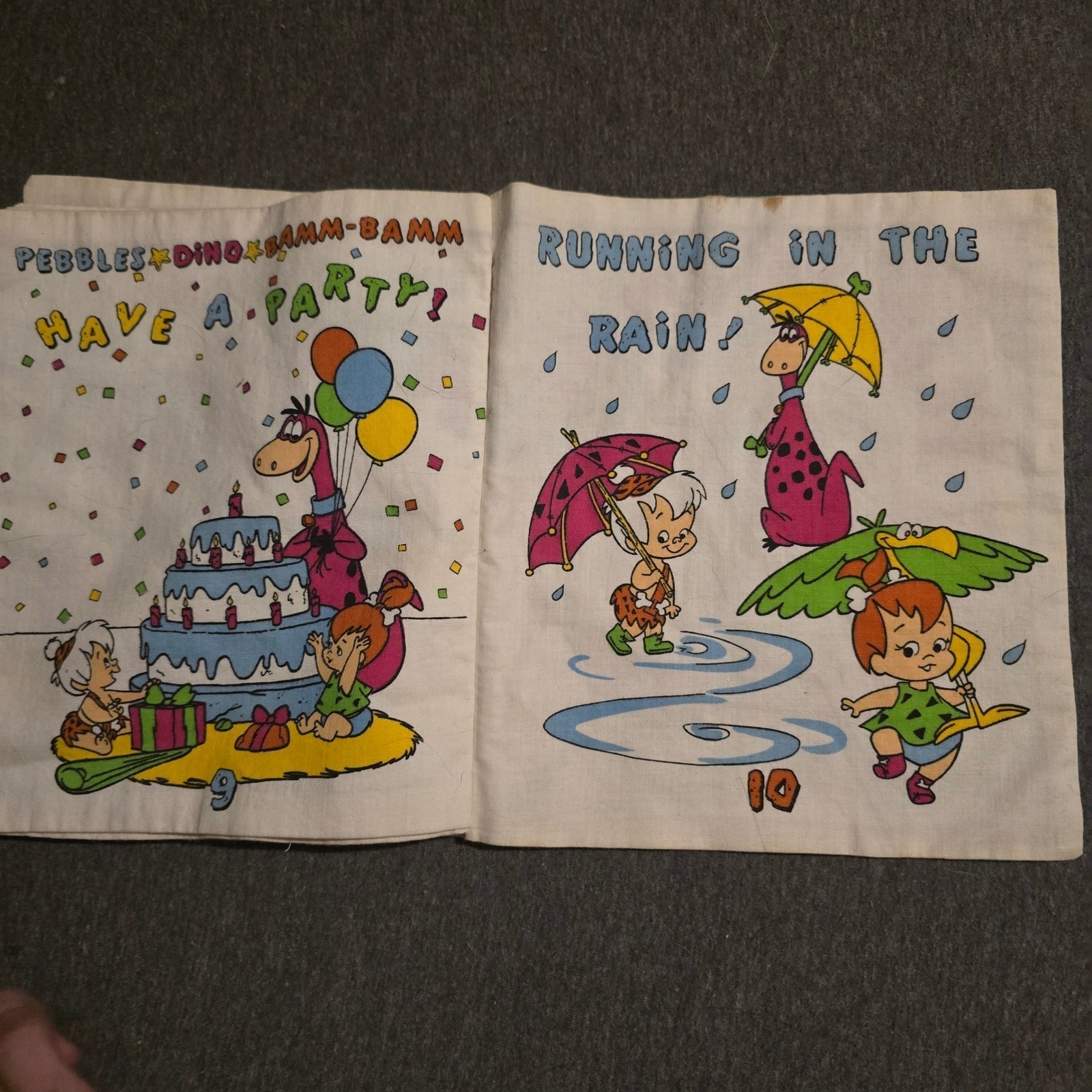 Vintage The Flintstones Friends Kids Fabric Book Educational Play Learn ABCs 123
