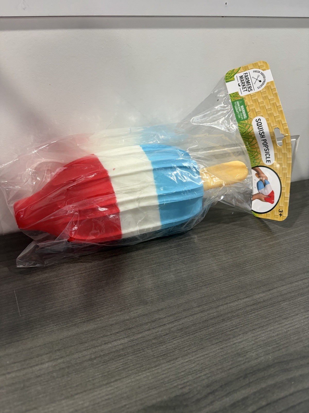 NEW Farmers Market Jumbo Squishy Rocket Bomb Pop Popsicle Toy Red White Blue