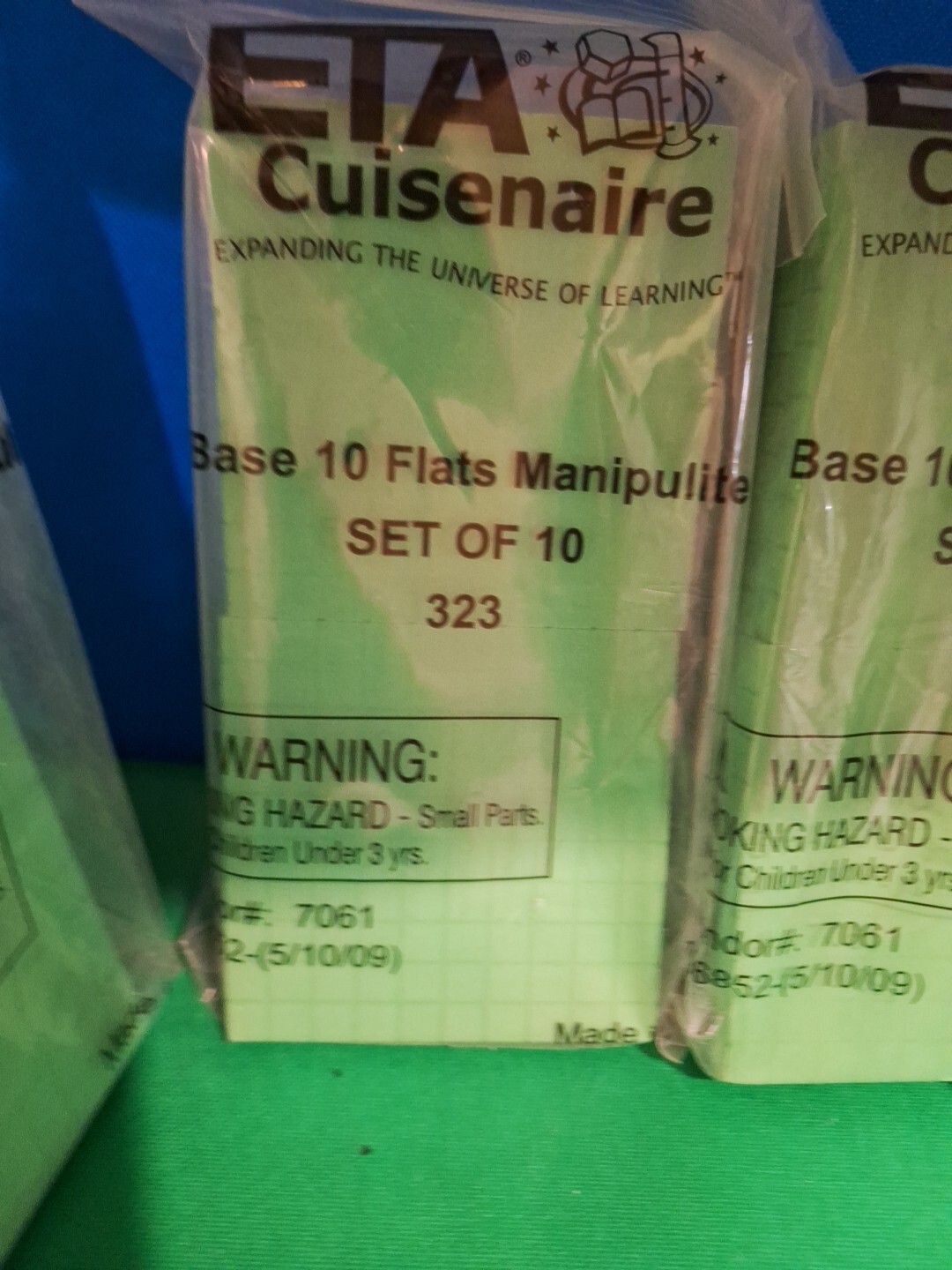 4 Pk Of ETA Cuisenaire Green Base Flats
