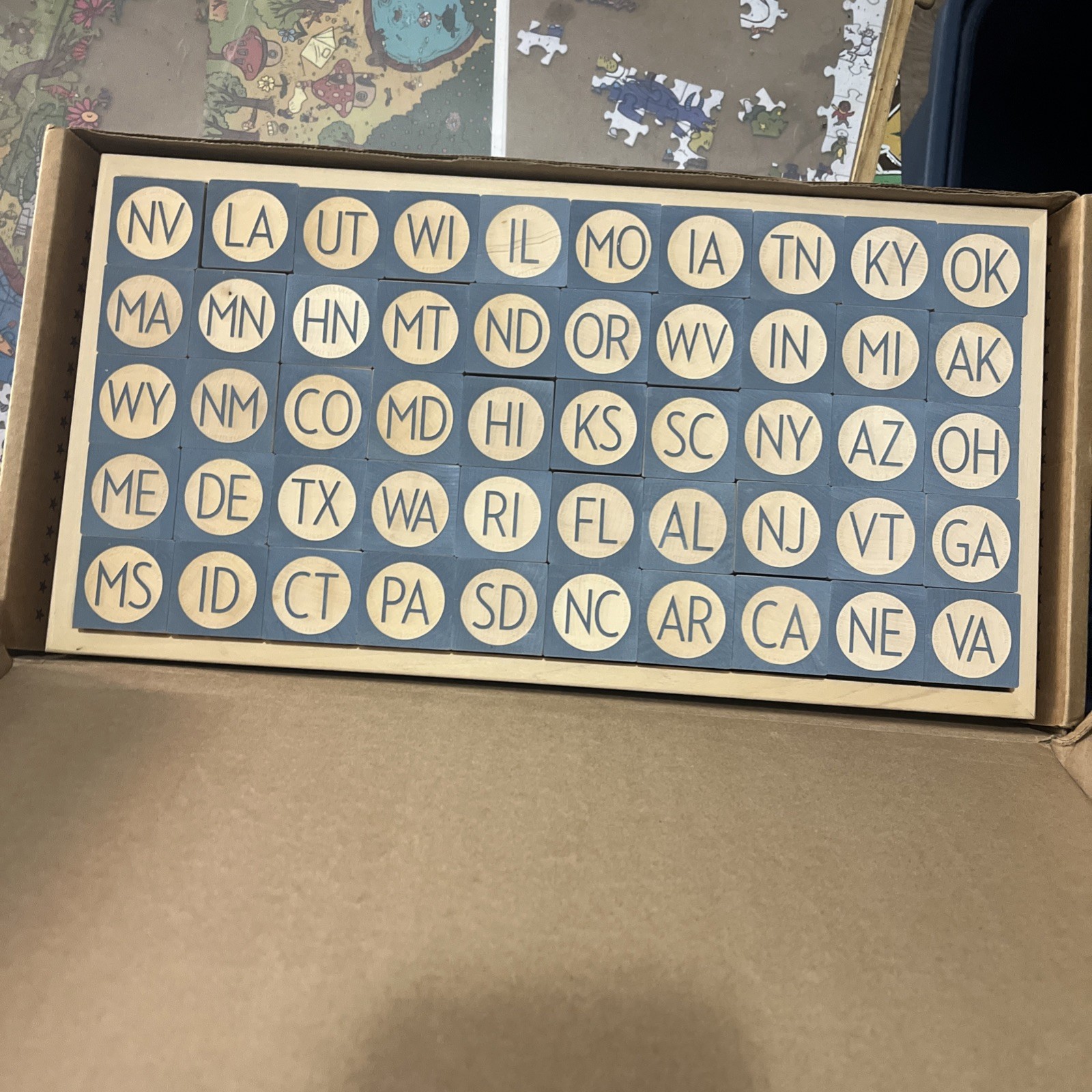 Uncle Goose United States Wooden Map Block Puzzle – 50 State Educational Set