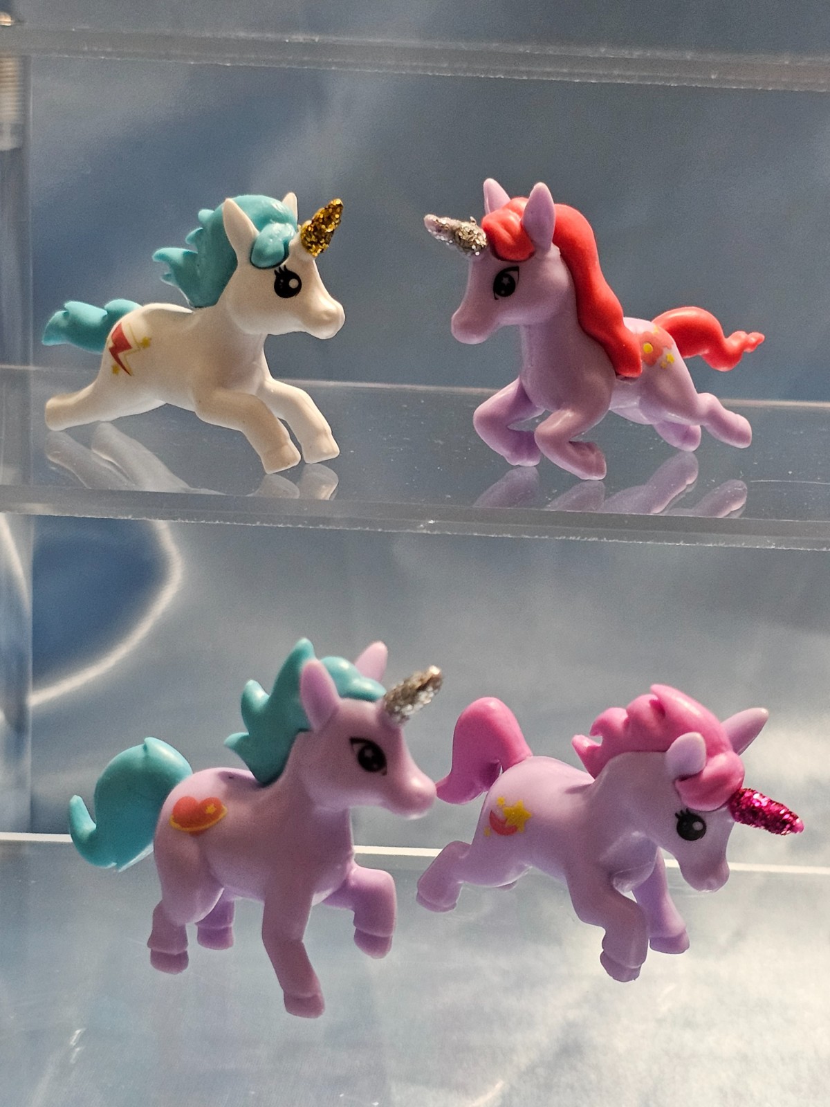LOT OF 10 MINIATURE UNICORN PONY TOYS – ASSORTED COLORS – BRANDED – 2″