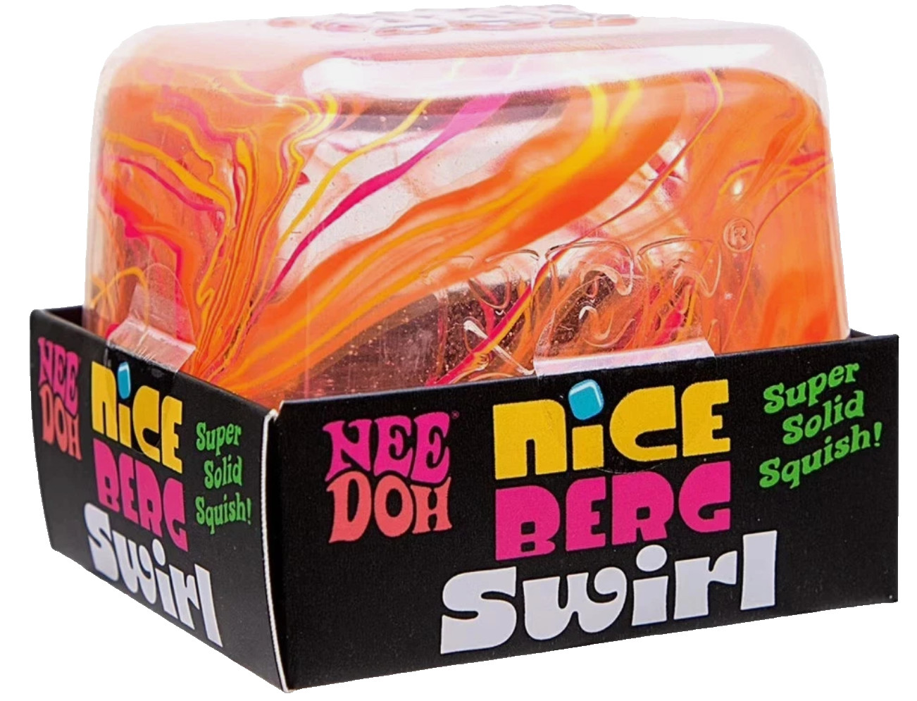 NeeDoh Nice Berg Swirl XL Giant Nee Doh Squishy Swirl Cube Orange Pink Yellow