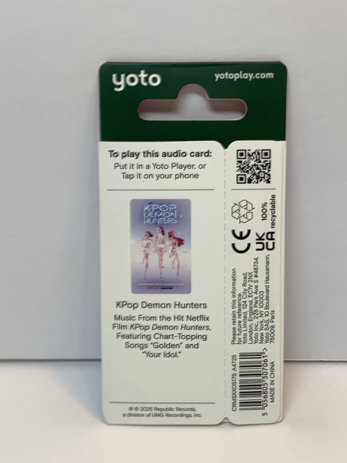 Yoto Audio Card K-Pop Demon Hunters ~ Music from the Hit Netflix Film NEW