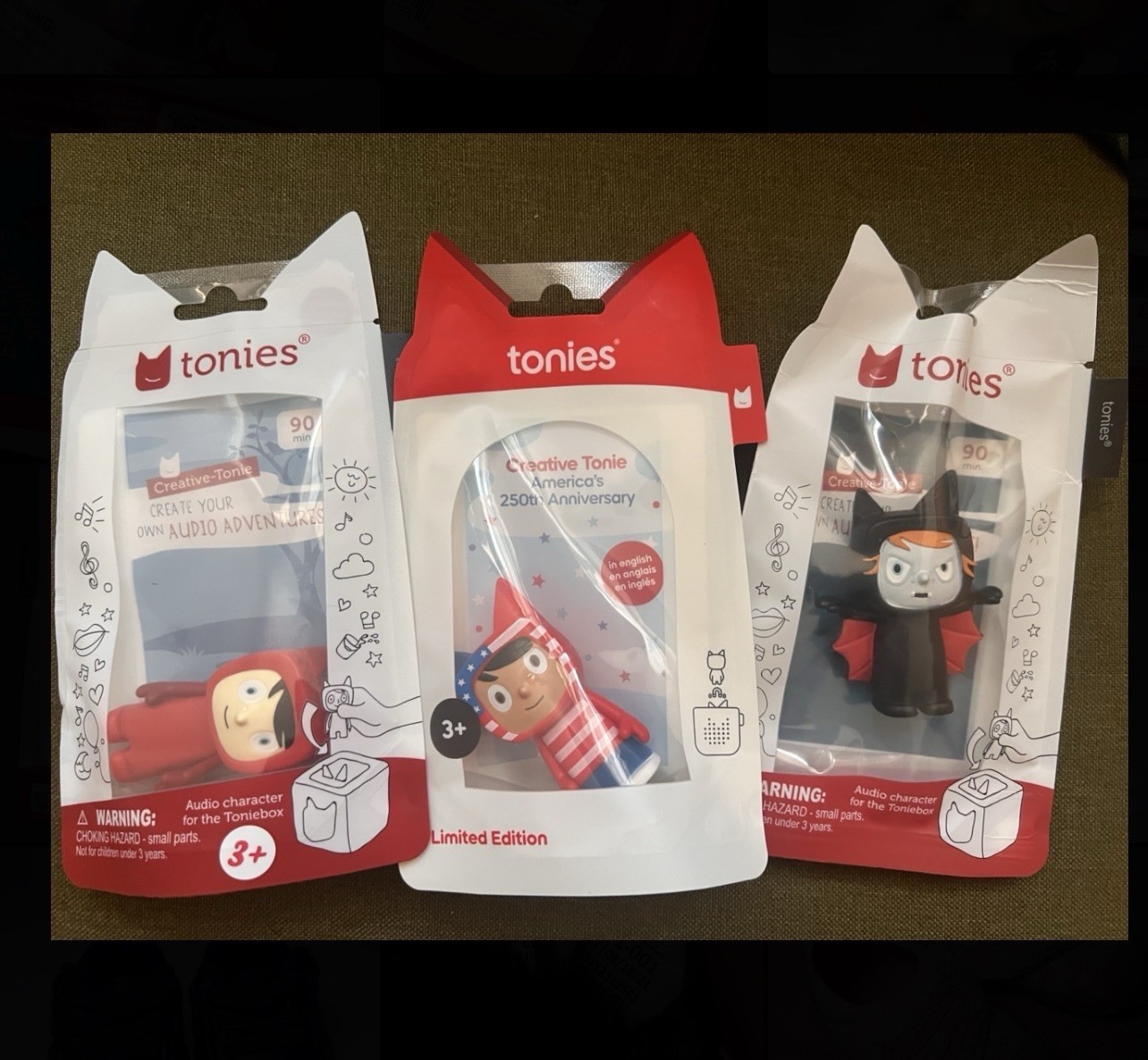 Creative Tonies LOT Of 3 – America’s 250th Anniversary, Bat, Red NEW , Toniebox