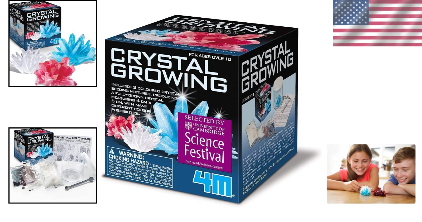 Educational Crystal Growing Science Kit – 3 Color Crystals for Young Scientists