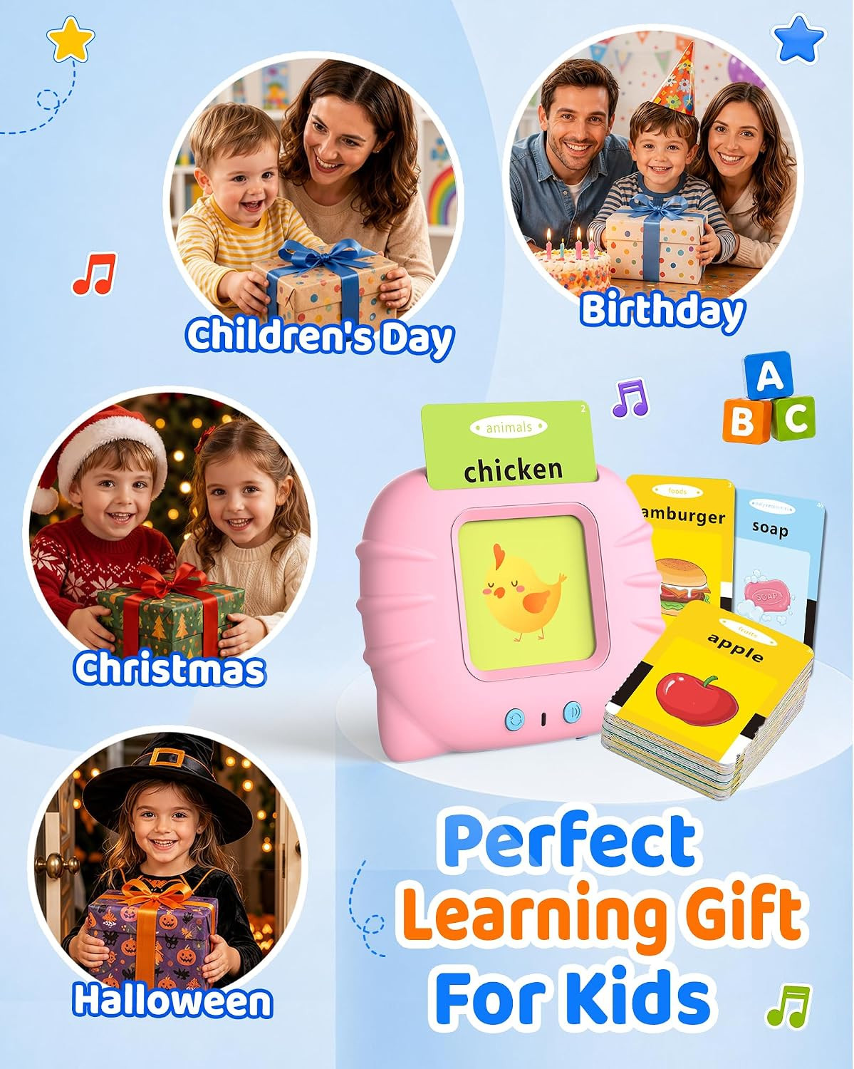 Talking Flash Cards for Toddlers 1-5 Years Old, Upgraded 530 Sight Words with 6