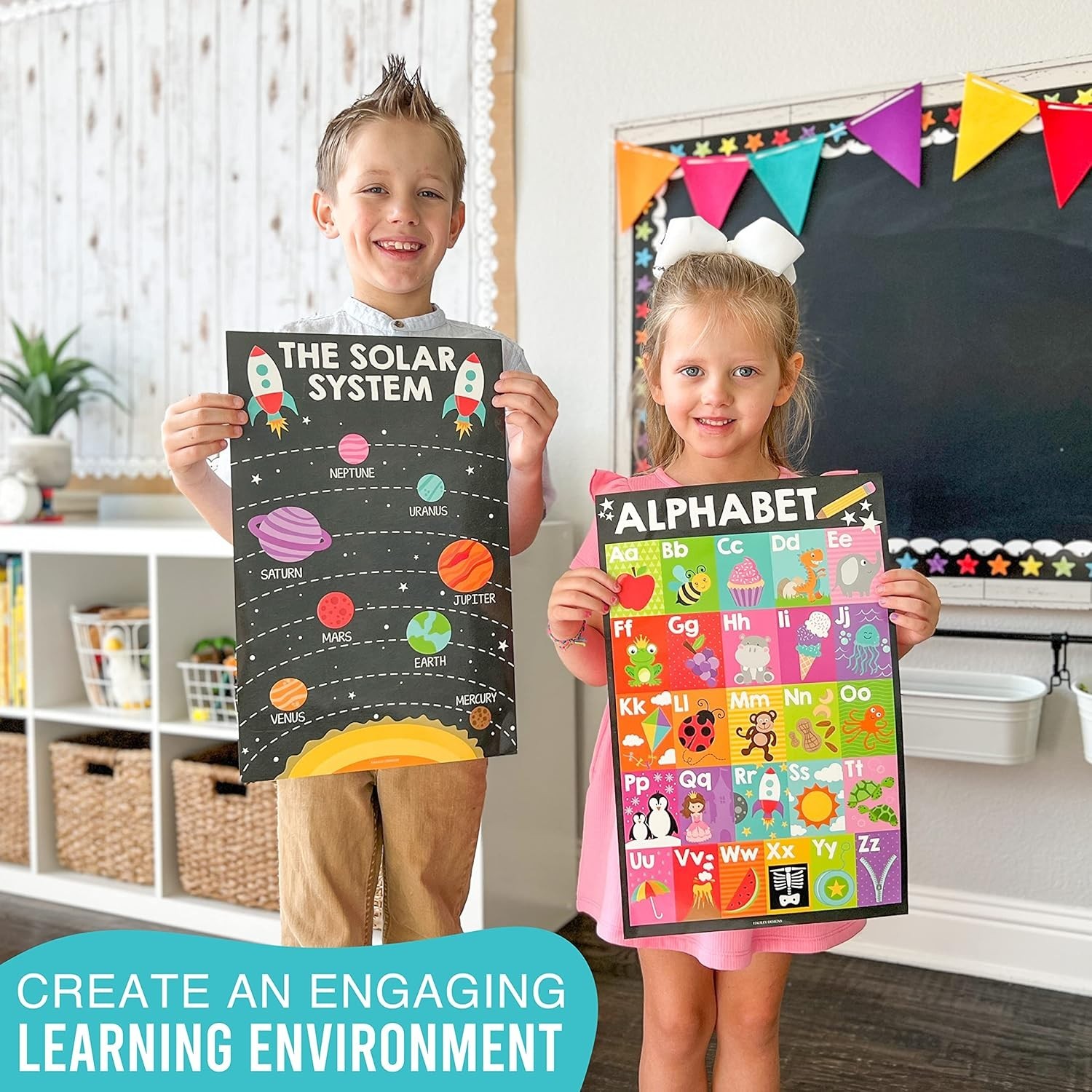 Toddler Educational Posters Set – Alphabet, Shapes, Numbers