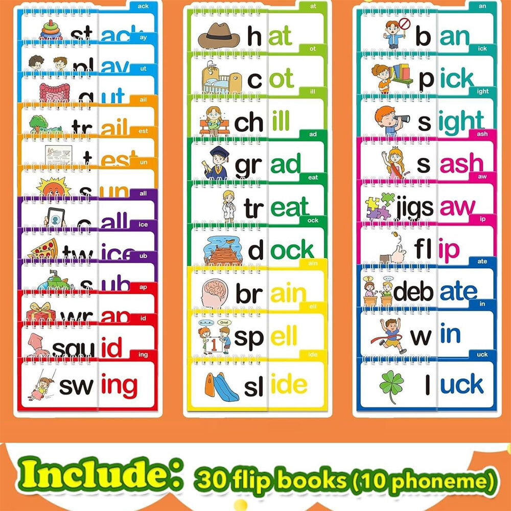 30 Read And Rhyme Flip Books Word Family Build Book Educational Reading Games ET