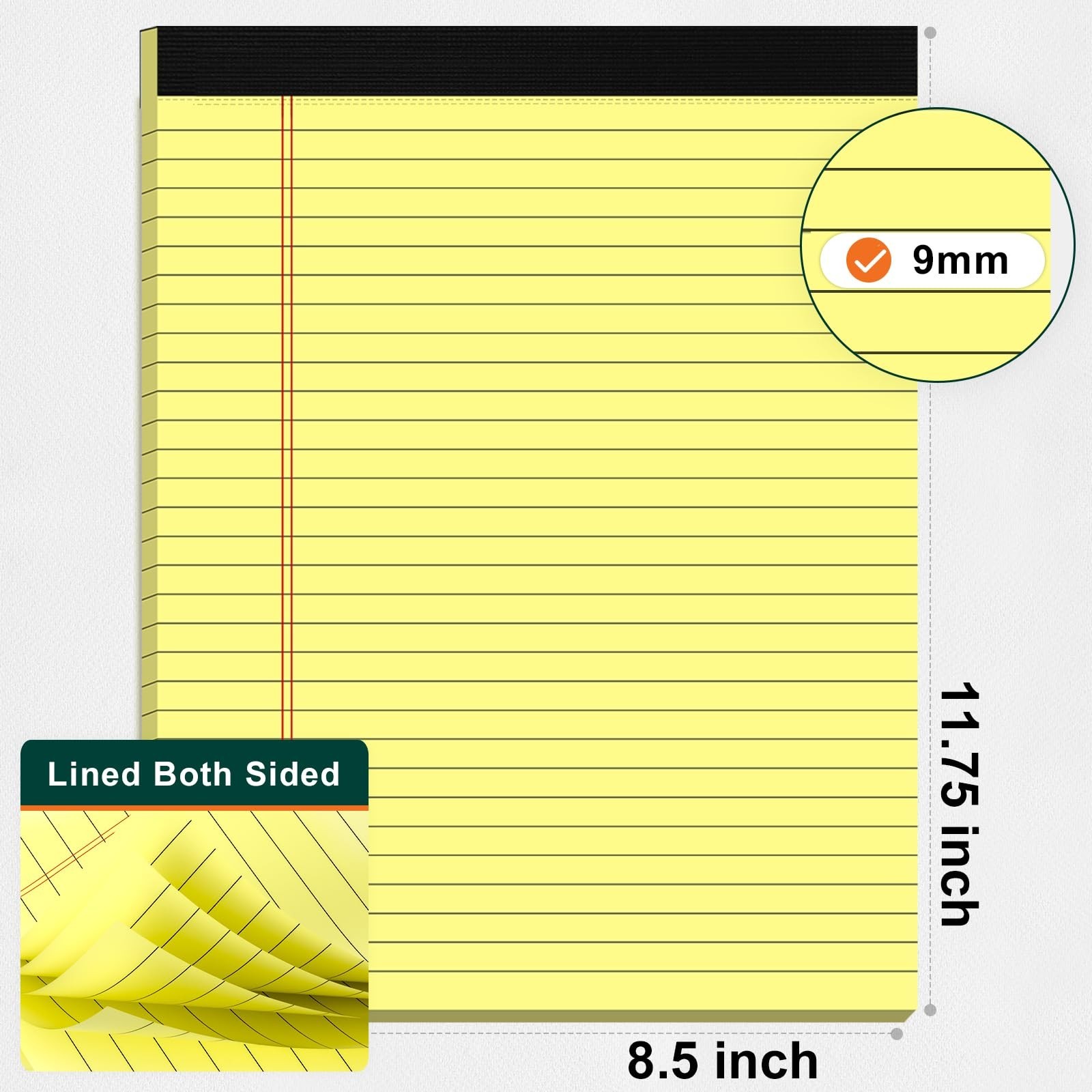 Legal Pads 8.5 x 11 Yellow Note Pads 8.5 x 11.75 Wide Ruled Writing Pads Line…