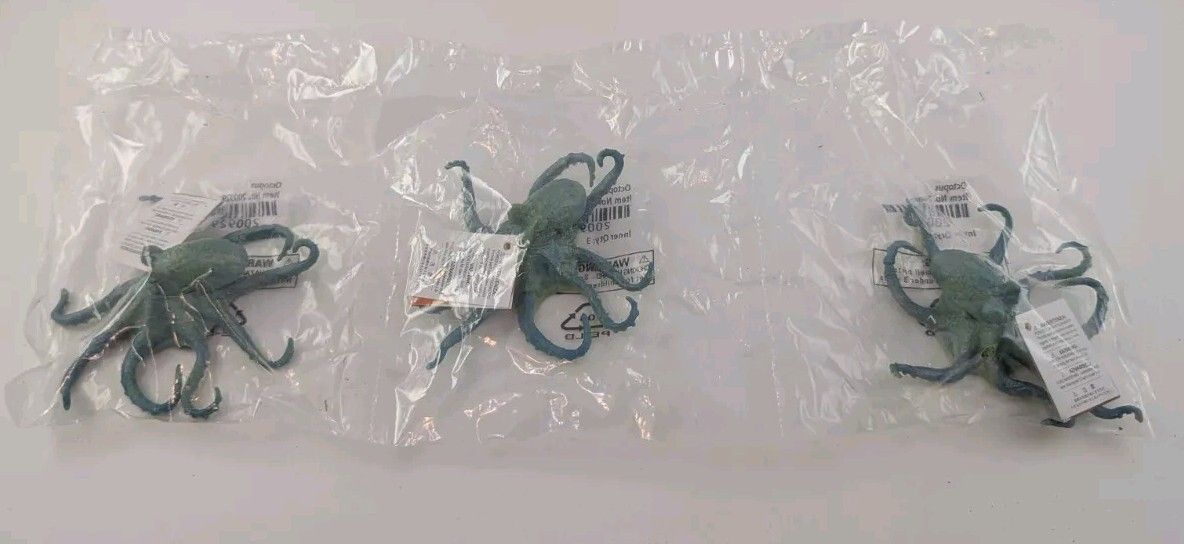 Lot Of 3 Safari Ltd. Octopus Figurine – Realistic 5″ Model Figure – Educational