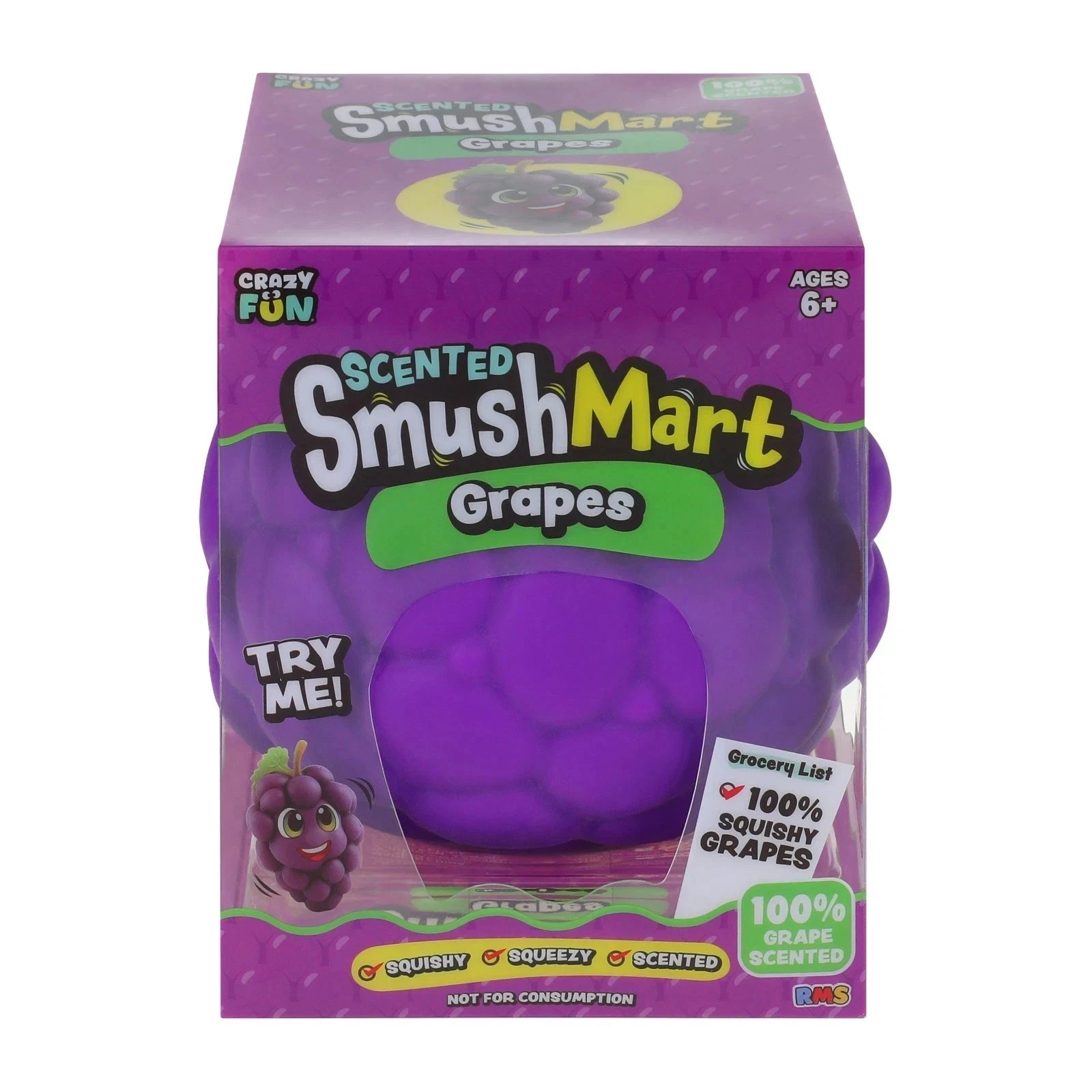 🍇 Smush Mart Scented Grapes JUMBO VIRAL SQUISHY 6” RMS USA Crazy Fun
