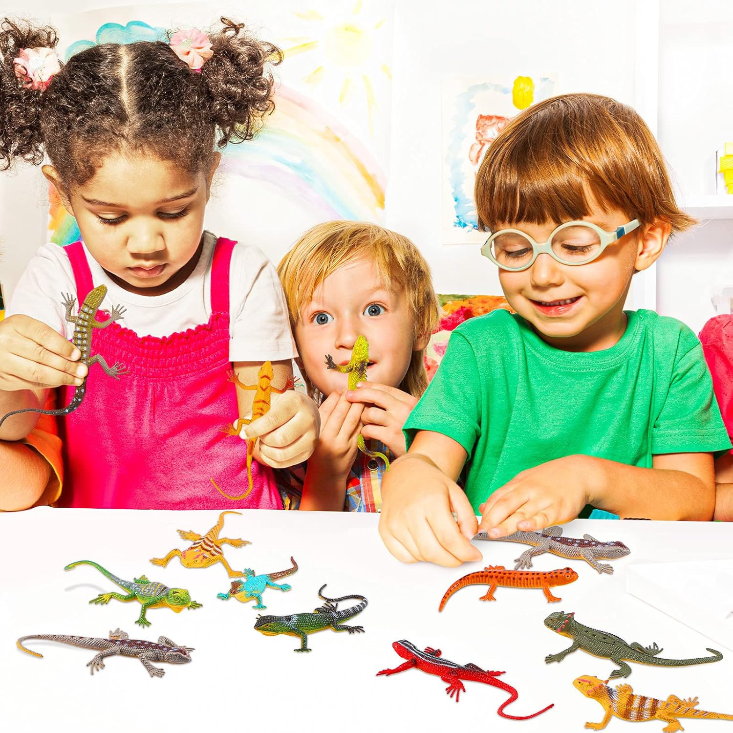 18 Piece Plastic Lizard Toys Colorful Plastic Fake Lizards Artificial Model Rept