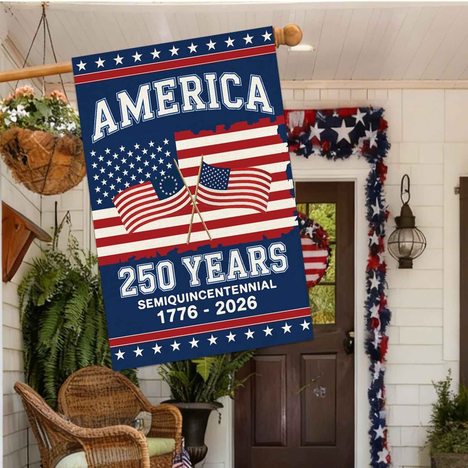 Baccessor 250th Anniversary America House Flag 28×40 Inch Double Sided,250 An…