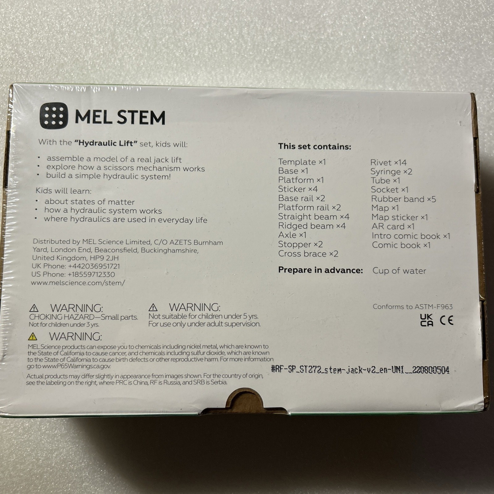 MEL Science Hydraulic Lift STEM Kit Ages 8-11 Recommended 5 Years & Up 2021