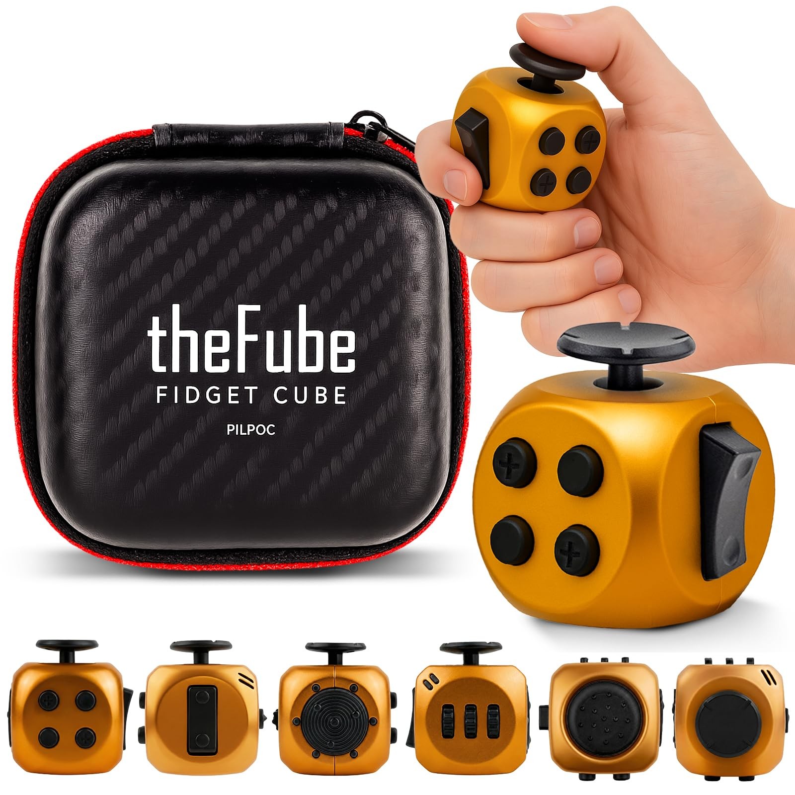 PILPOC theFube Fidget Cube, 6-Sided Stress Relief Small, Quantum Rose
