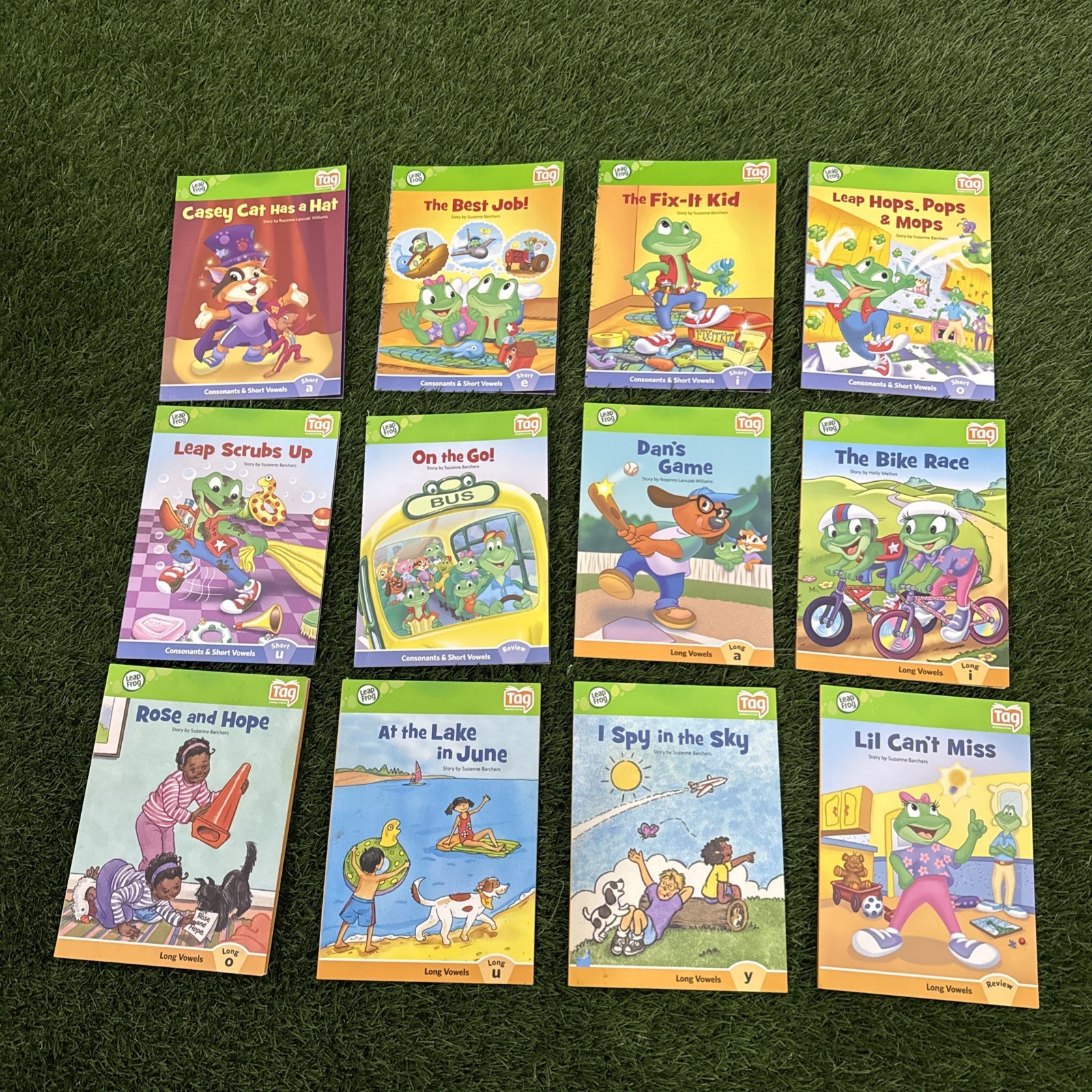 TWO LeapFrog Tag + LeapReader EARLY READING SETS: SHORT/LONG VOWELS | 12 BOOKS!