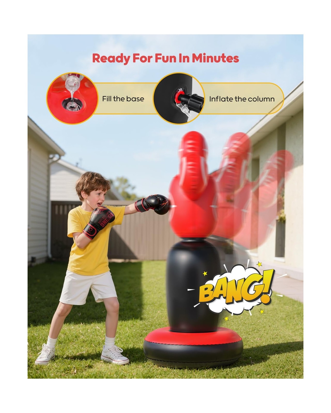 QPAU 360° Rotatable Kids Punching Bag – 64″ Boxing Bag with 4 Targe… Fast