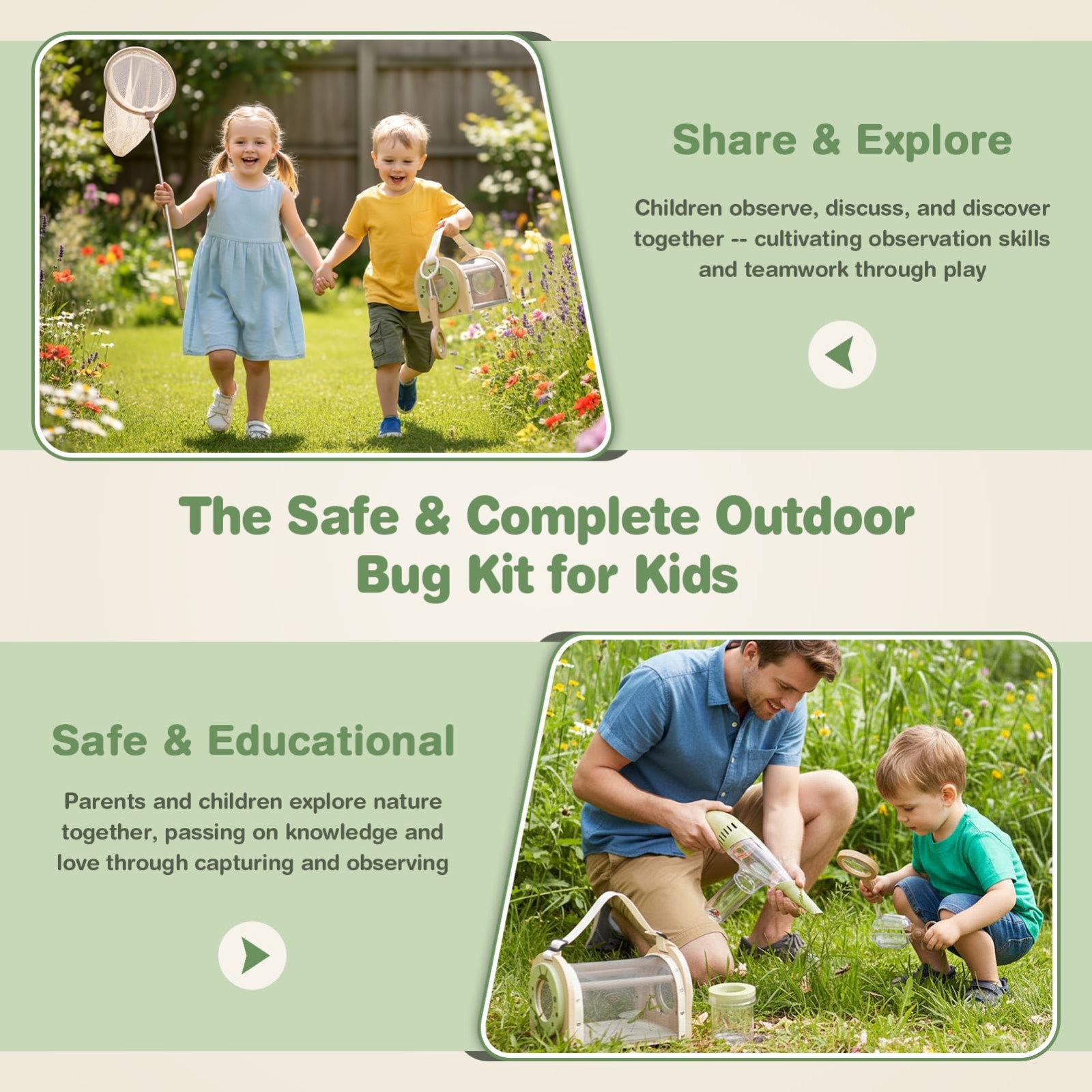Kids Bug Catching Kit – 11PCS Outdoor STEM Toys for Ages 4-8 | Explorer Set with
