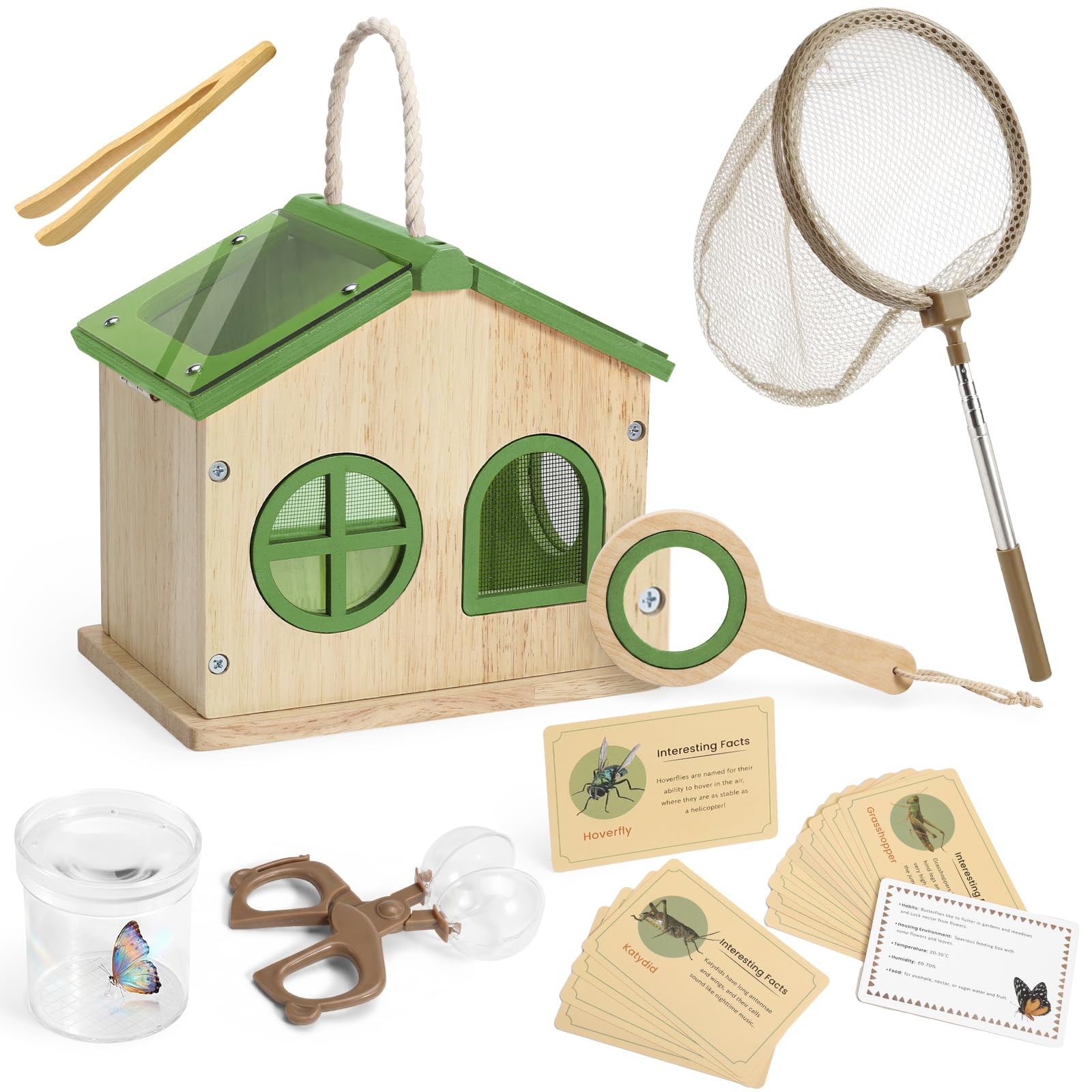 SainSmart Jr. Bug Catcher for Kids Wooden Bug Habitat with Magnified Viewer,…