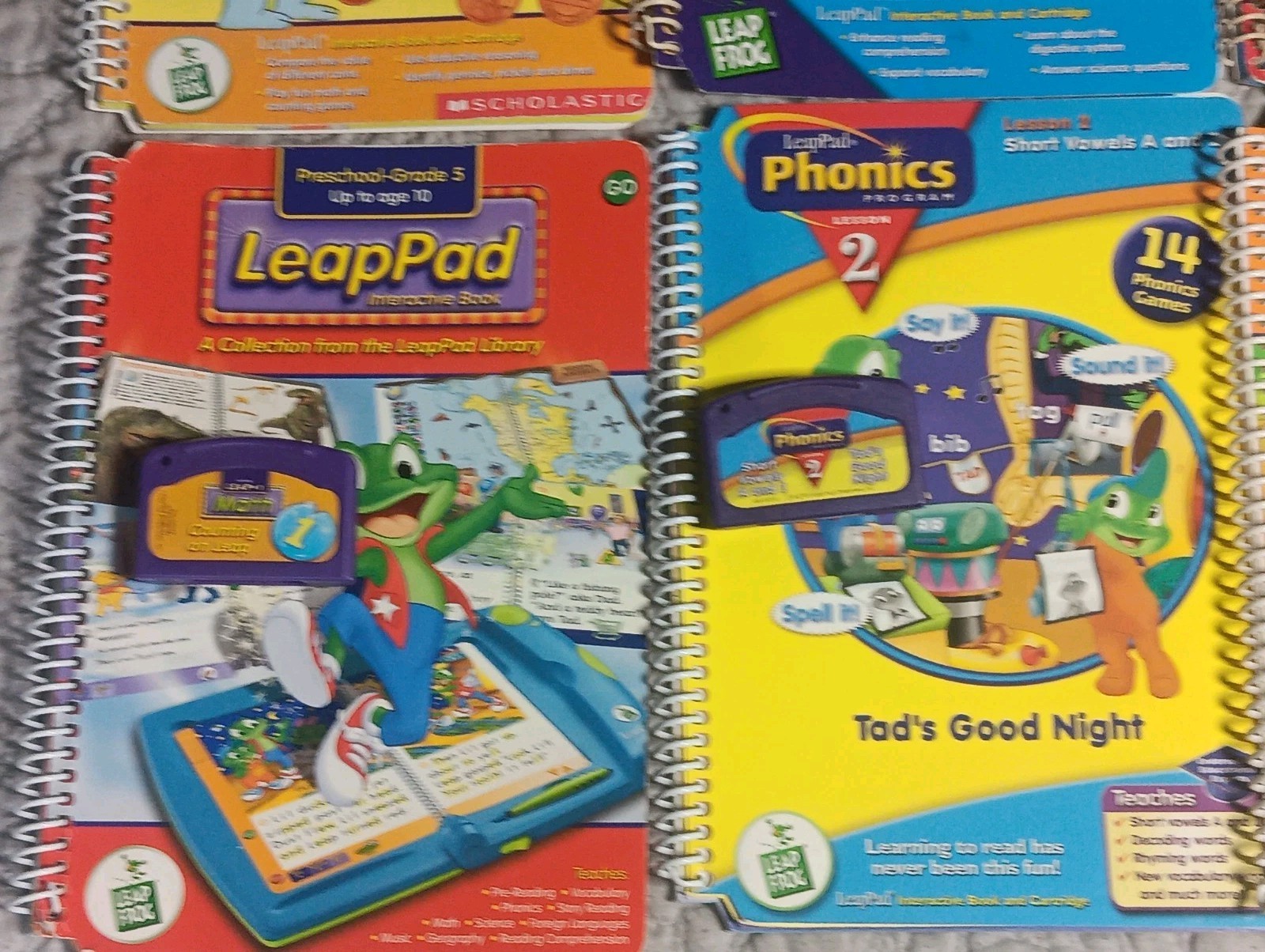 leapfrog leappad books Lot Of 6 Books And 6 Cartridges Clean Working Condition