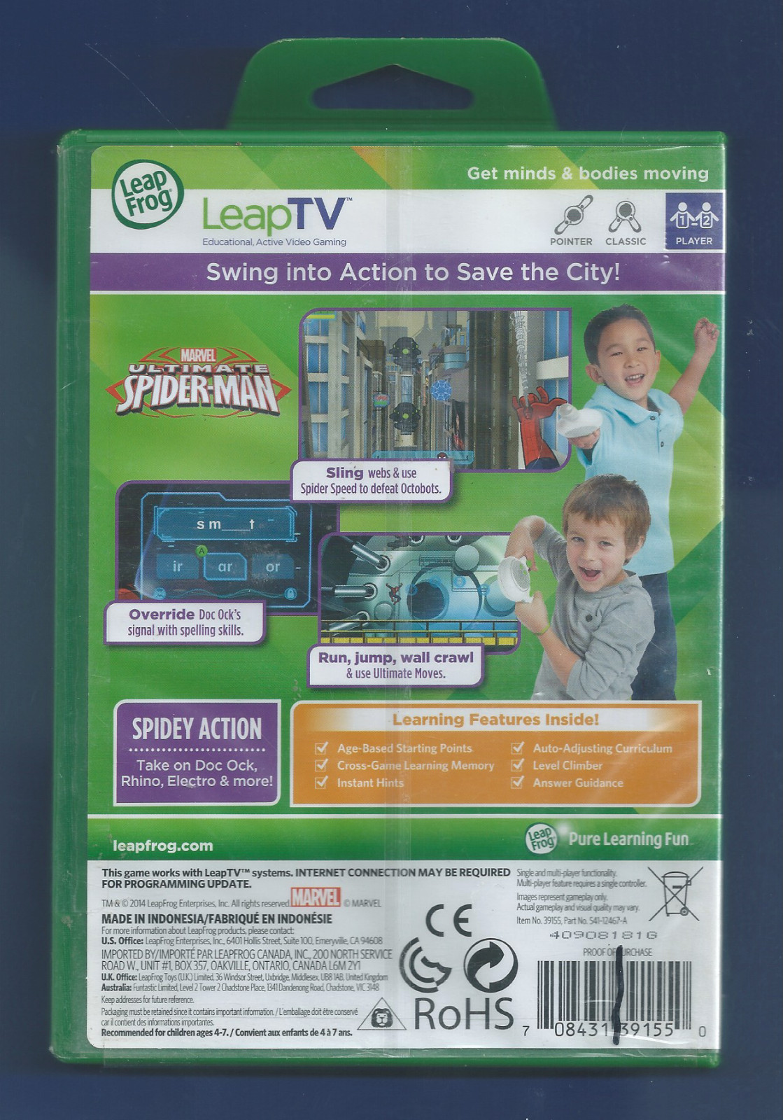 Leapfrog LeapTV Marvel Ultimate Spider-Man Educational Video Game NEW Sealed