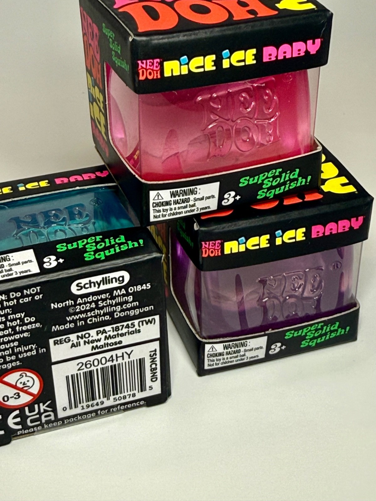 NeeDoh Nice Ice Baby Singles 🧊 LOT OF 3 💙💜🩷 Blue Purple Pink 🔥 AUTHENTIC