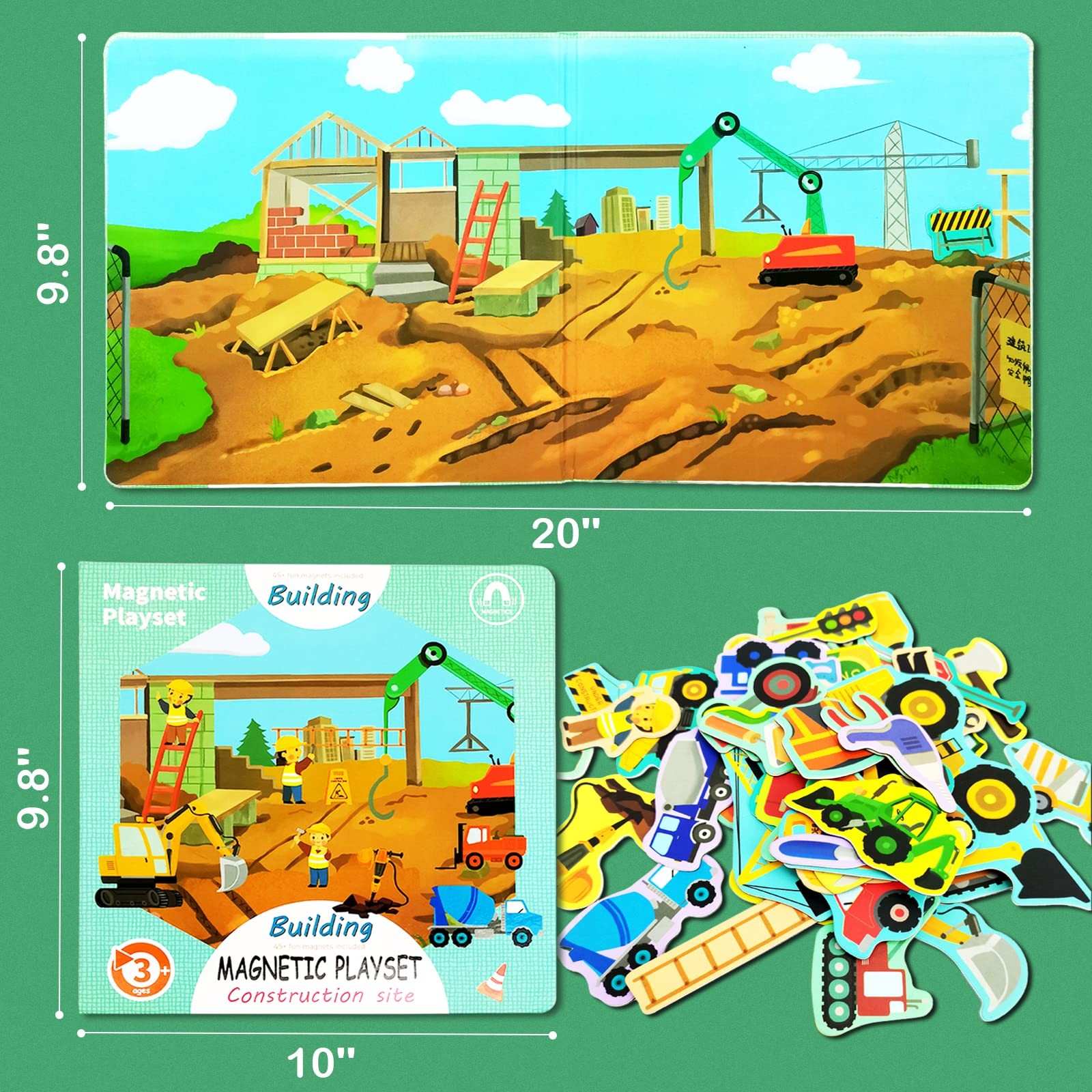 Construction Site Fridge Magnets for Toddlers, 50 PCS Small, Multi Color