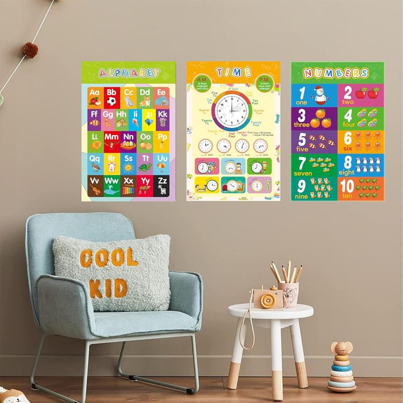 16 Educational Laminated Preschool Posters Set Alphabet Numbers Charts Kids