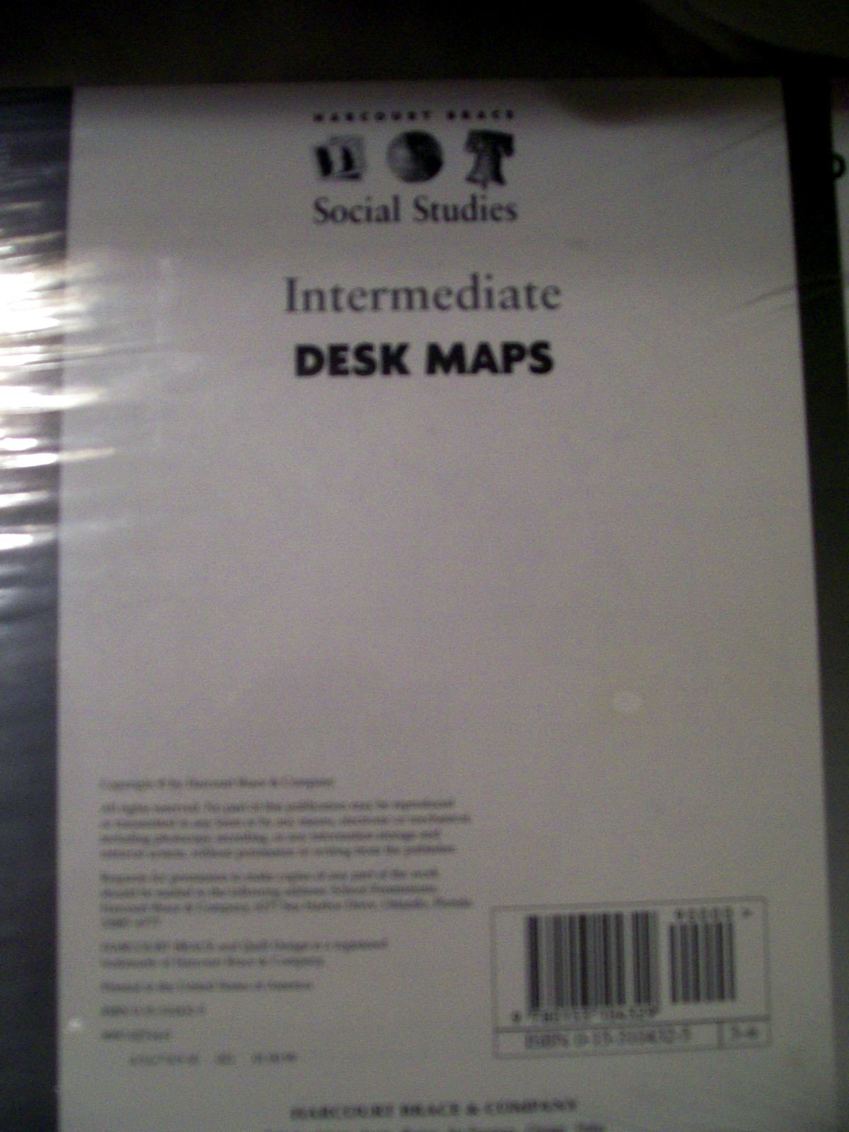 Harcourt Brace Social Studies Intermediate Desk Maps Grades 3-6 BRAND NEW!!!!