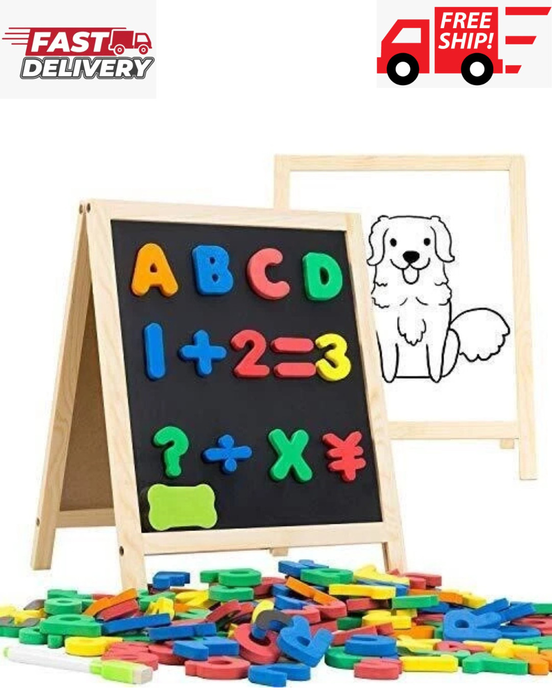INNOCHEER Magnetic Letters and Numbers with Easel for Kids- 133 Pieces