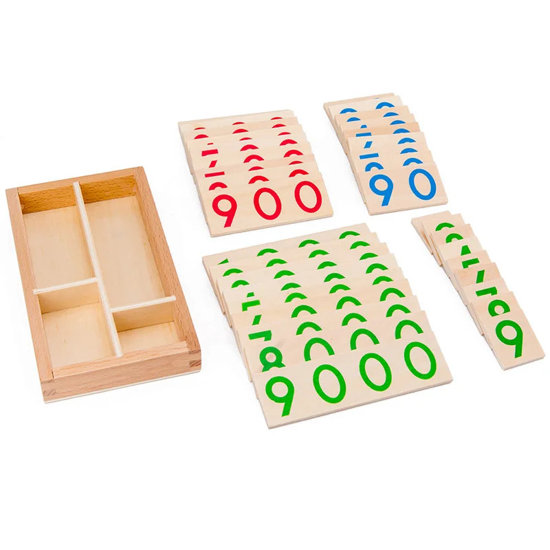 Wooden Numbers Card 1-9000 Montessori Learning Card Math Teaching Aids Preschool
