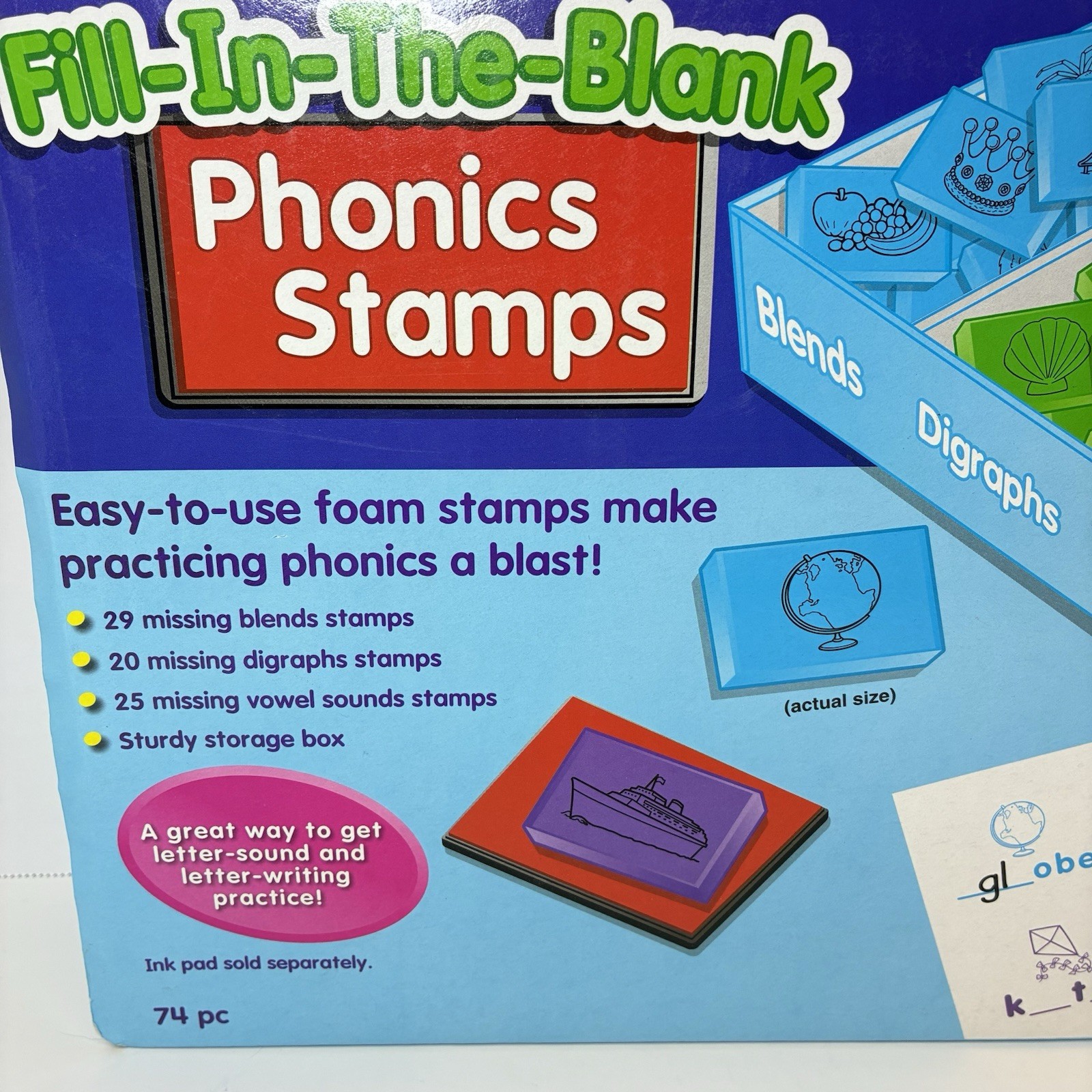 Lakeshore Fill In The Blank Phonics Stamps Level 2 Box Set 74 Stamps Complete