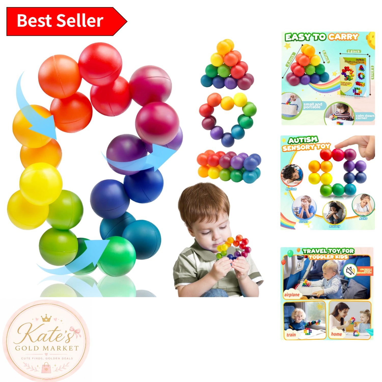 Endless Twisting Fun: Rainbow Sensory Ball for Creative Play & Relaxation