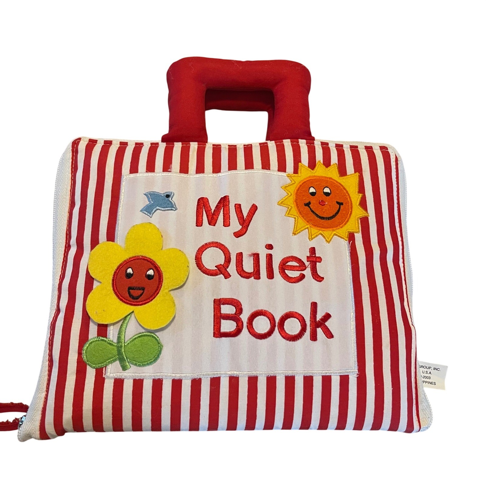 Parris My Quiet Book Kids OS Red White Striped Retro Interactive Fabric Toy Busy