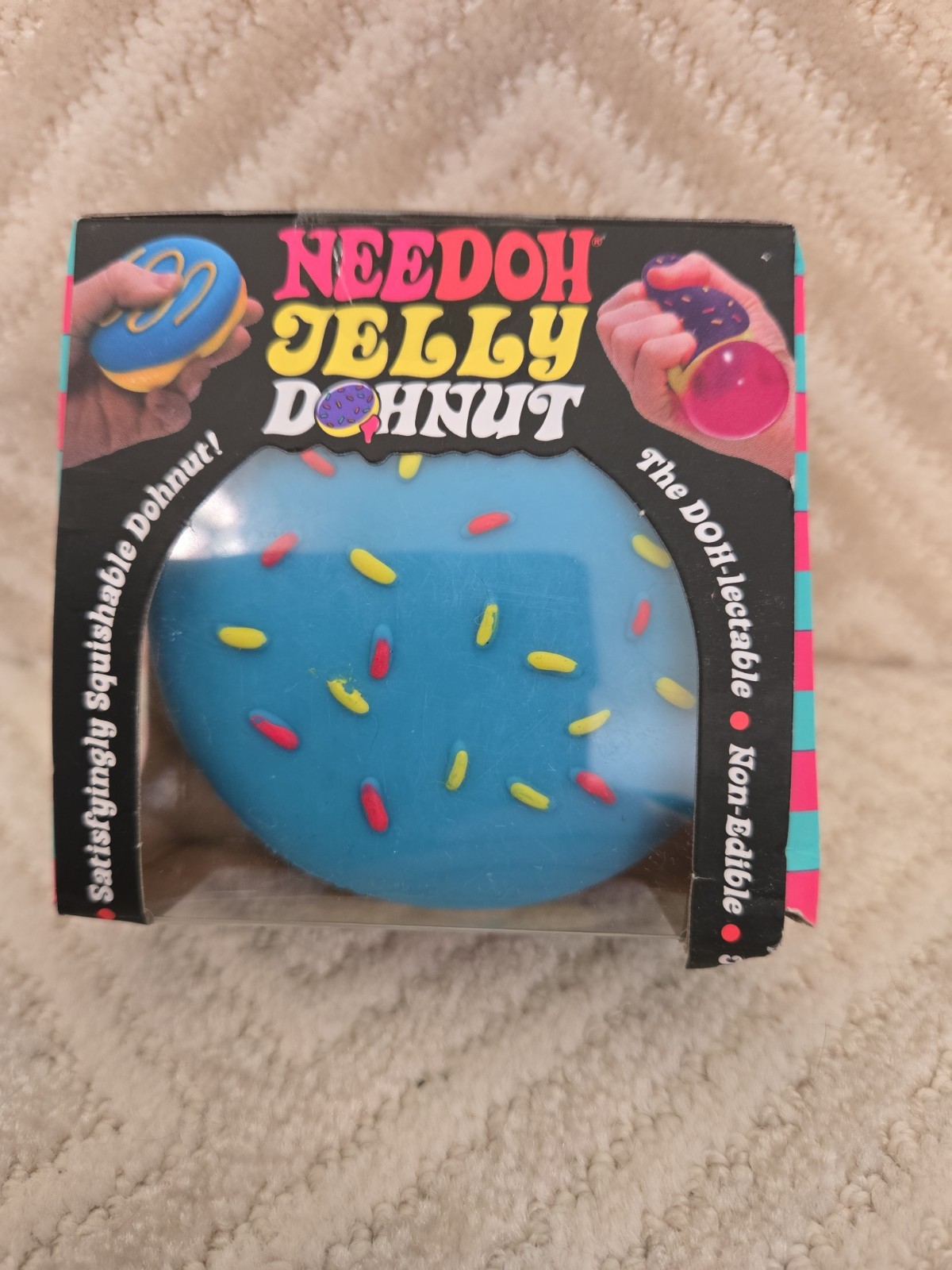Schylling NeeDoh Jelly Dohnut / Donut, Blue, Pink Yellow Sprinkles (NIB) Rare