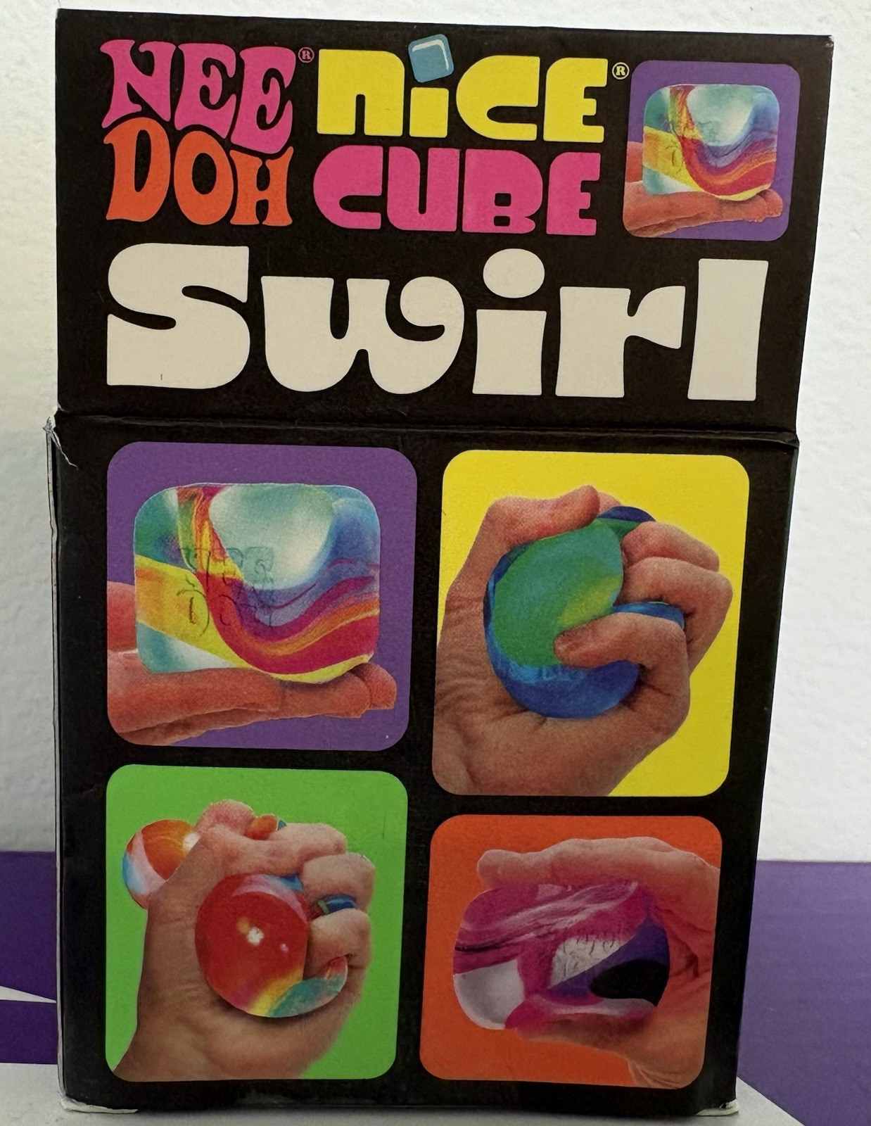 Nee Doh NeeDoh Pink Purple Black White Nice Cube Swirl Super Solid Squish