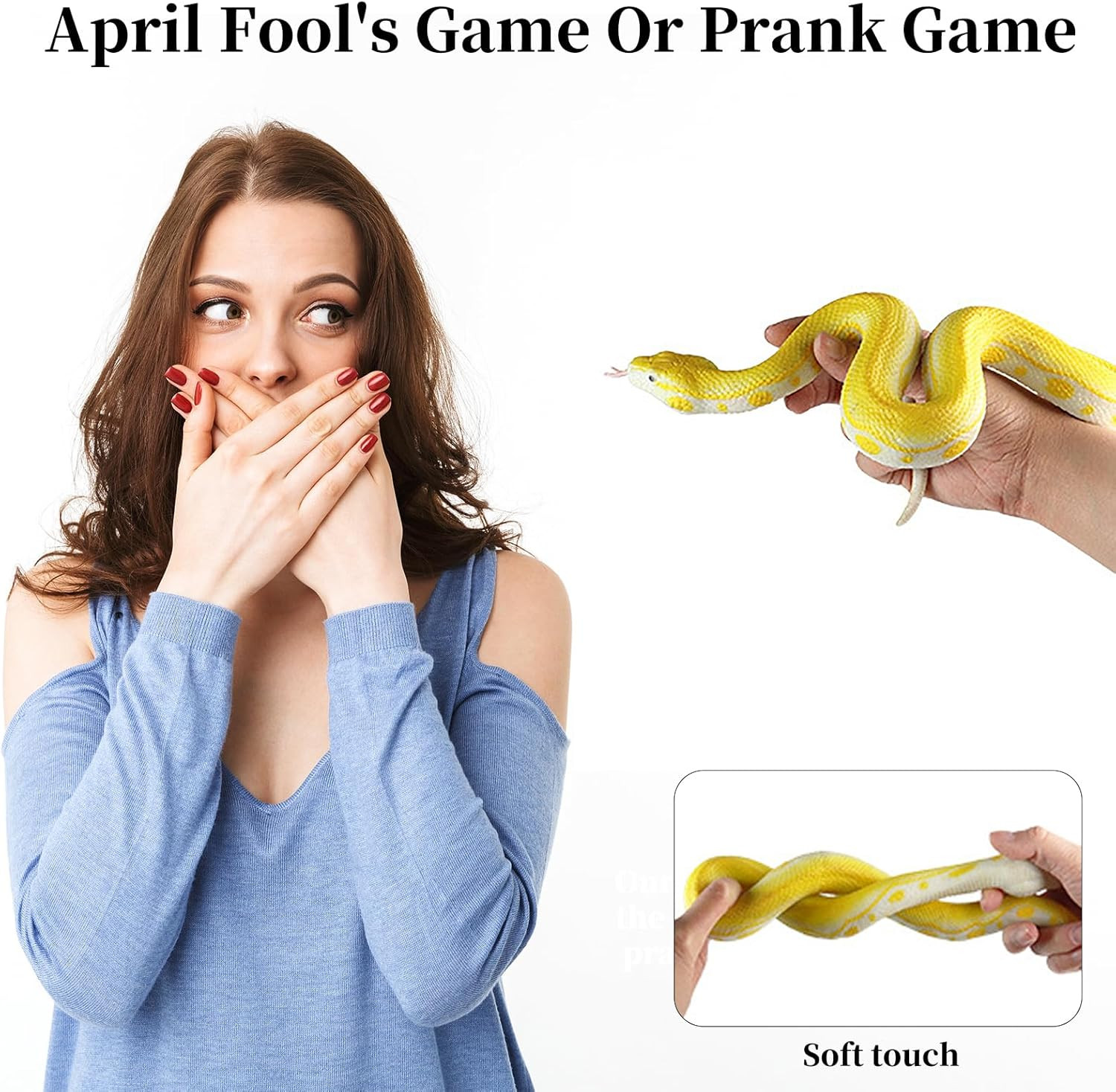 Realistic Fake Snakes Toy Soft Rubber Snake Realistic Keep Birds and Squirrels A