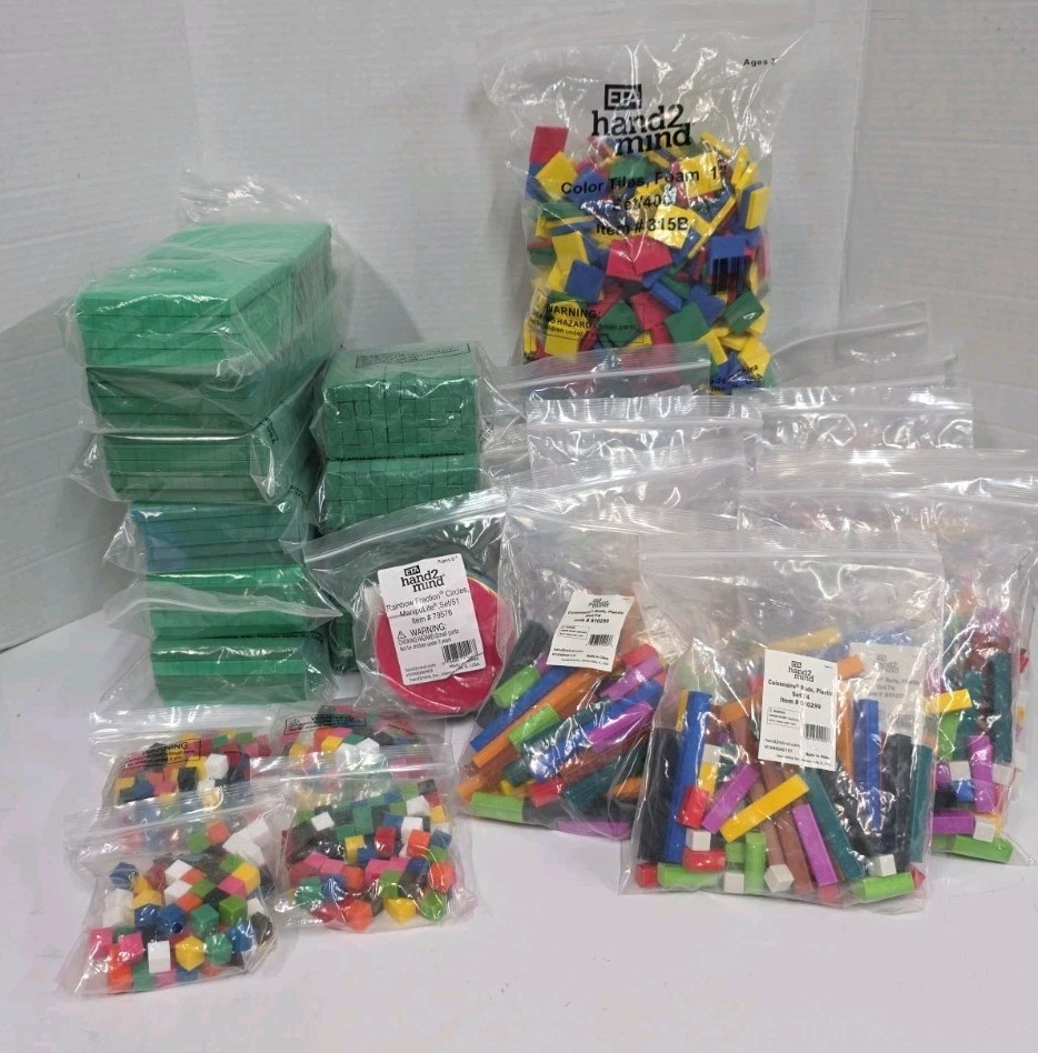 Lot Of Hand 2 Mind Math Manipulatives Base 10 Cuisenaire Rods Color Tiles 2200+