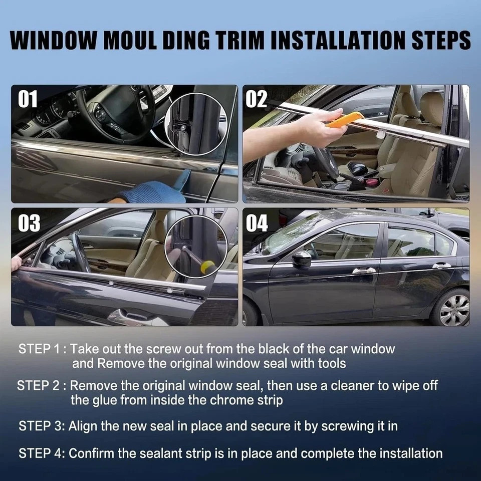 Window Molding Trim for 2012-2016 Honda CRV/CR-V,Chrome Outer Door Weather Strip