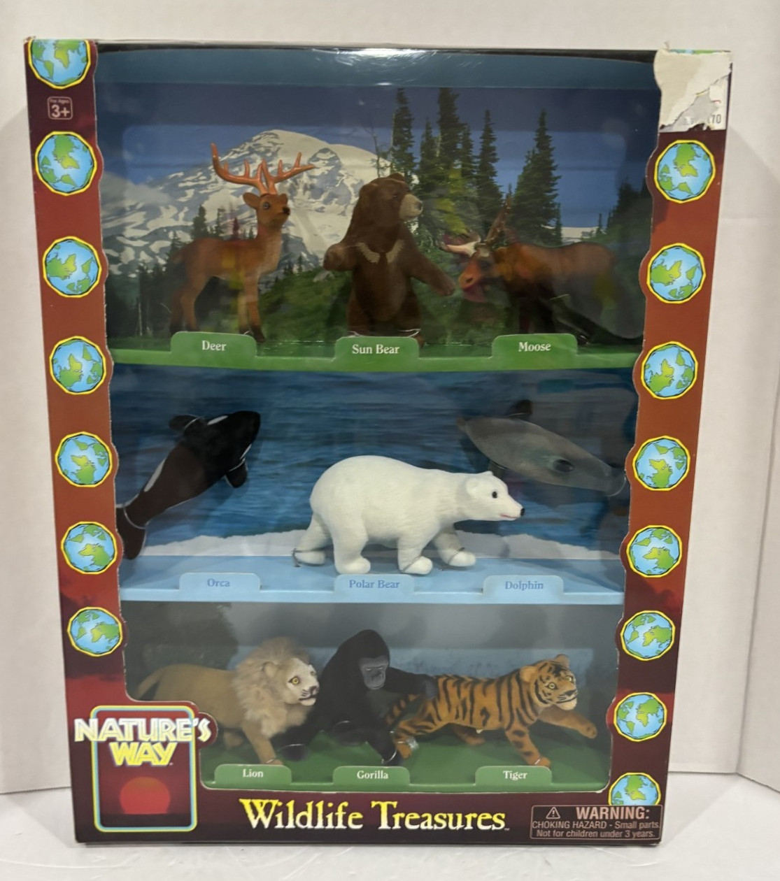 VTG 90’s Nature’s Way “WILDLIFE TREASURES” 9 Piece Animal Playset Totsy #57050