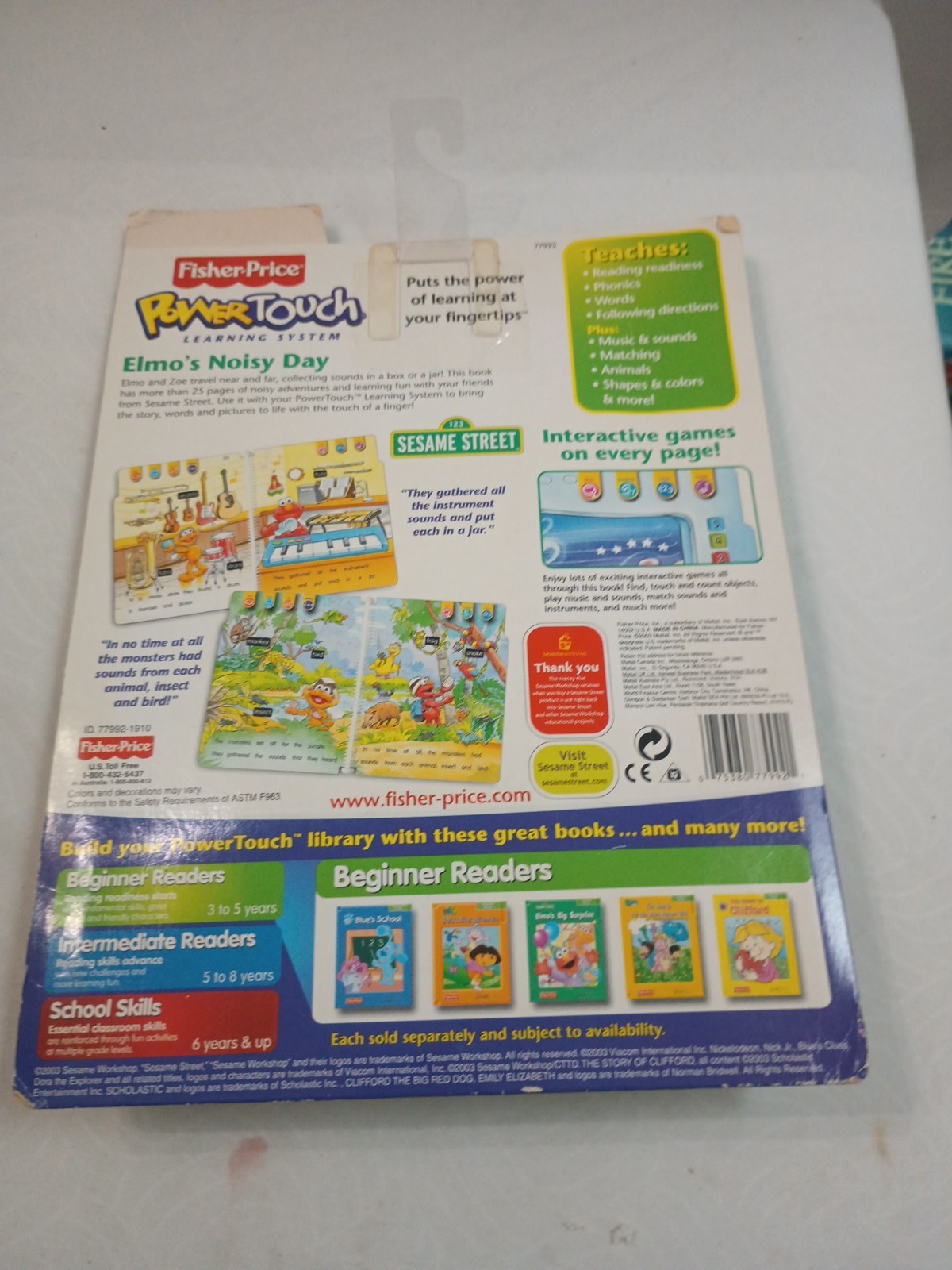 3 Fisher-Price Power Touch Books & Cartridges Elmo & Science Grade 3-6 up.