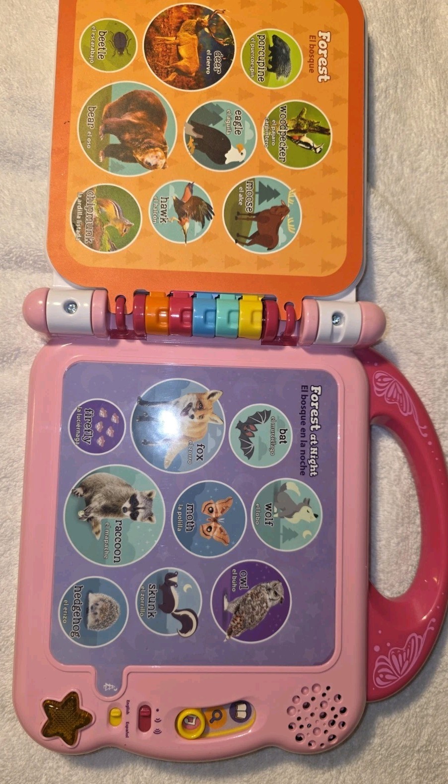 Leap Frog 100 Animals Book – Electronic Toy English/Spanish Pink TESTED Working
