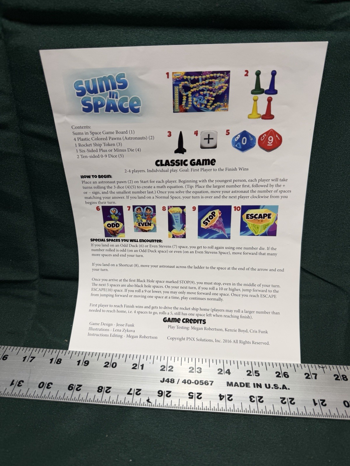 Sums in Space Addition & Subtraction Math Game for Kids Elementary Free Shipping
