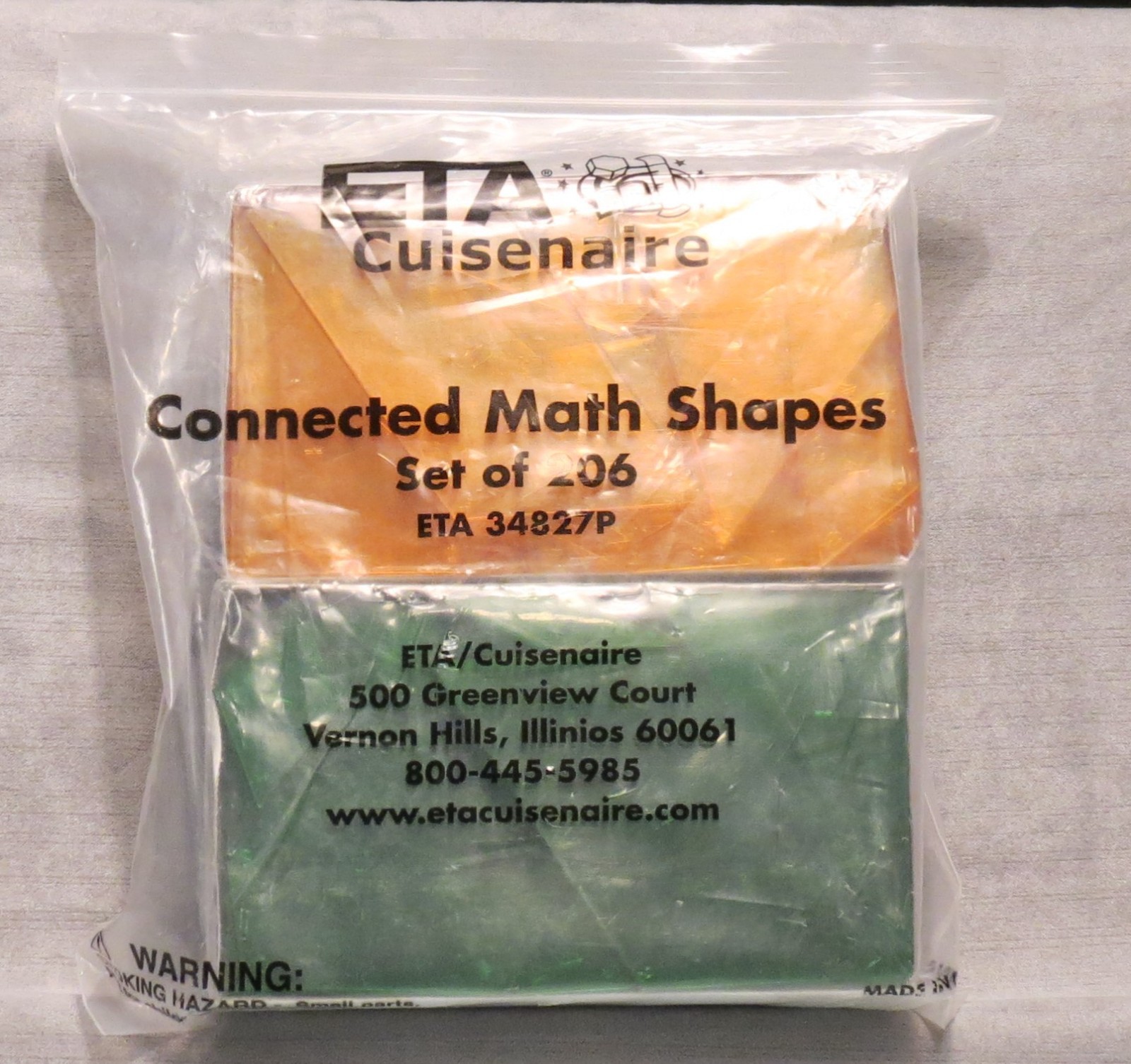 Cuisenaire #34827P Connected Math Shapes 206 Pieces Geometrical Teacher Supplies