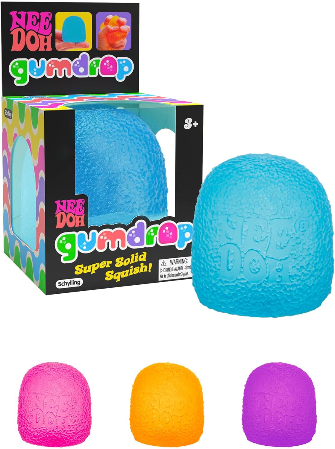 Needoh Gumdrop – Textured Sensory Toy with Super Solid Squish – 2.5″ Tall – Colo